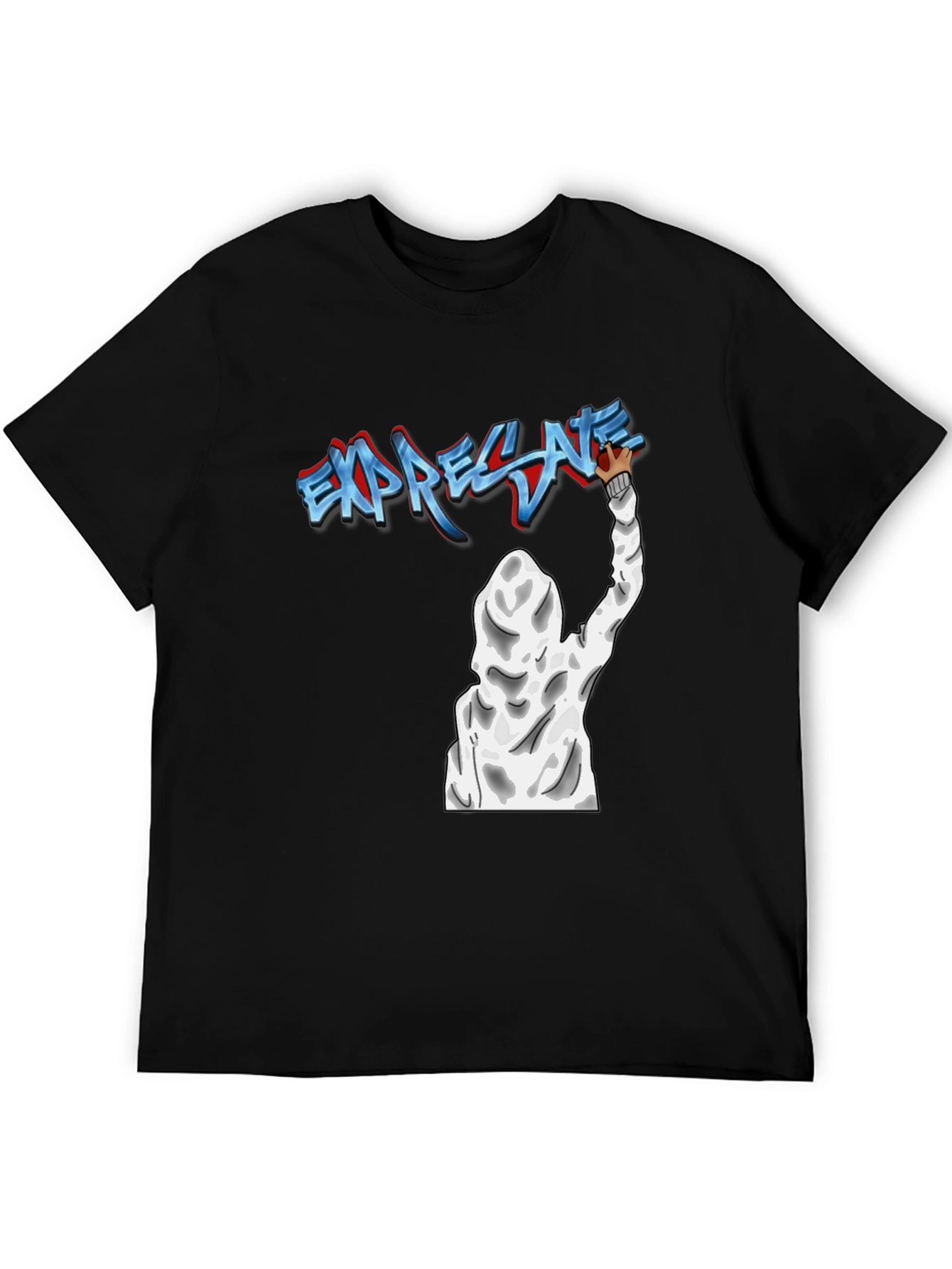 Expressive Graffiti Graphic Black T-Shirt