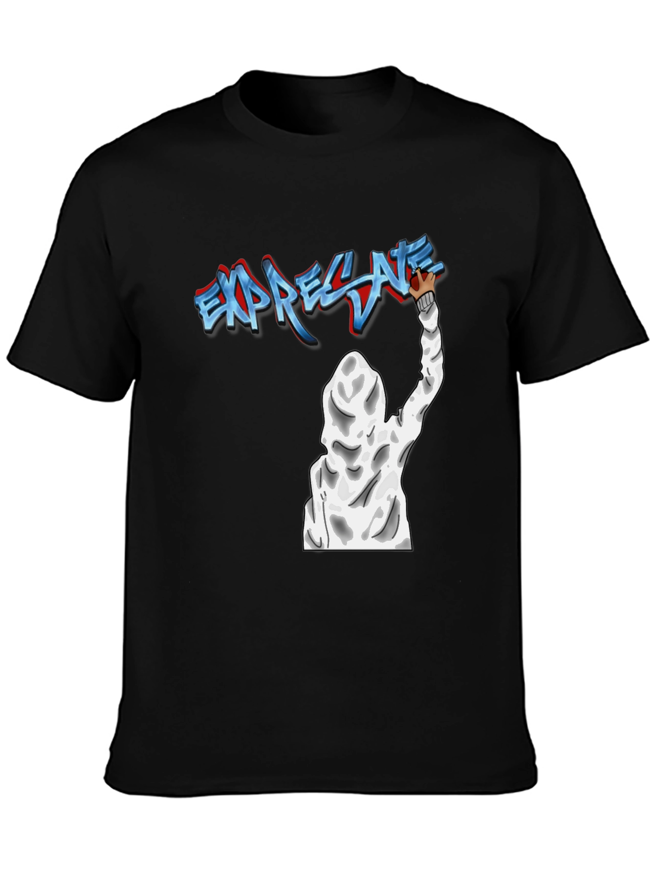 Expressive Graffiti Graphic Black T-Shirt