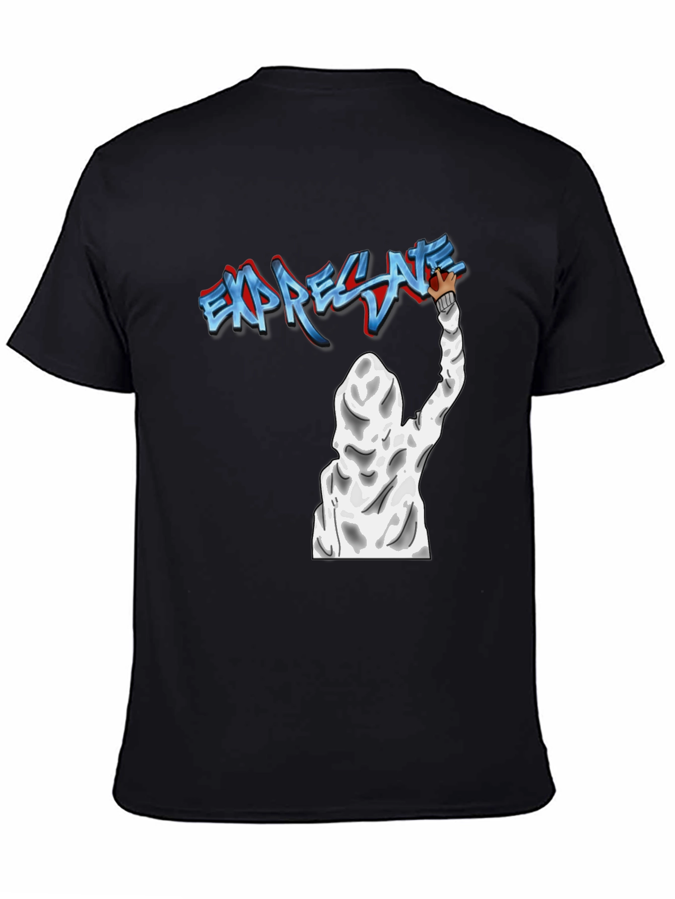 Expressive Graffiti Graphic Black T-Shirt