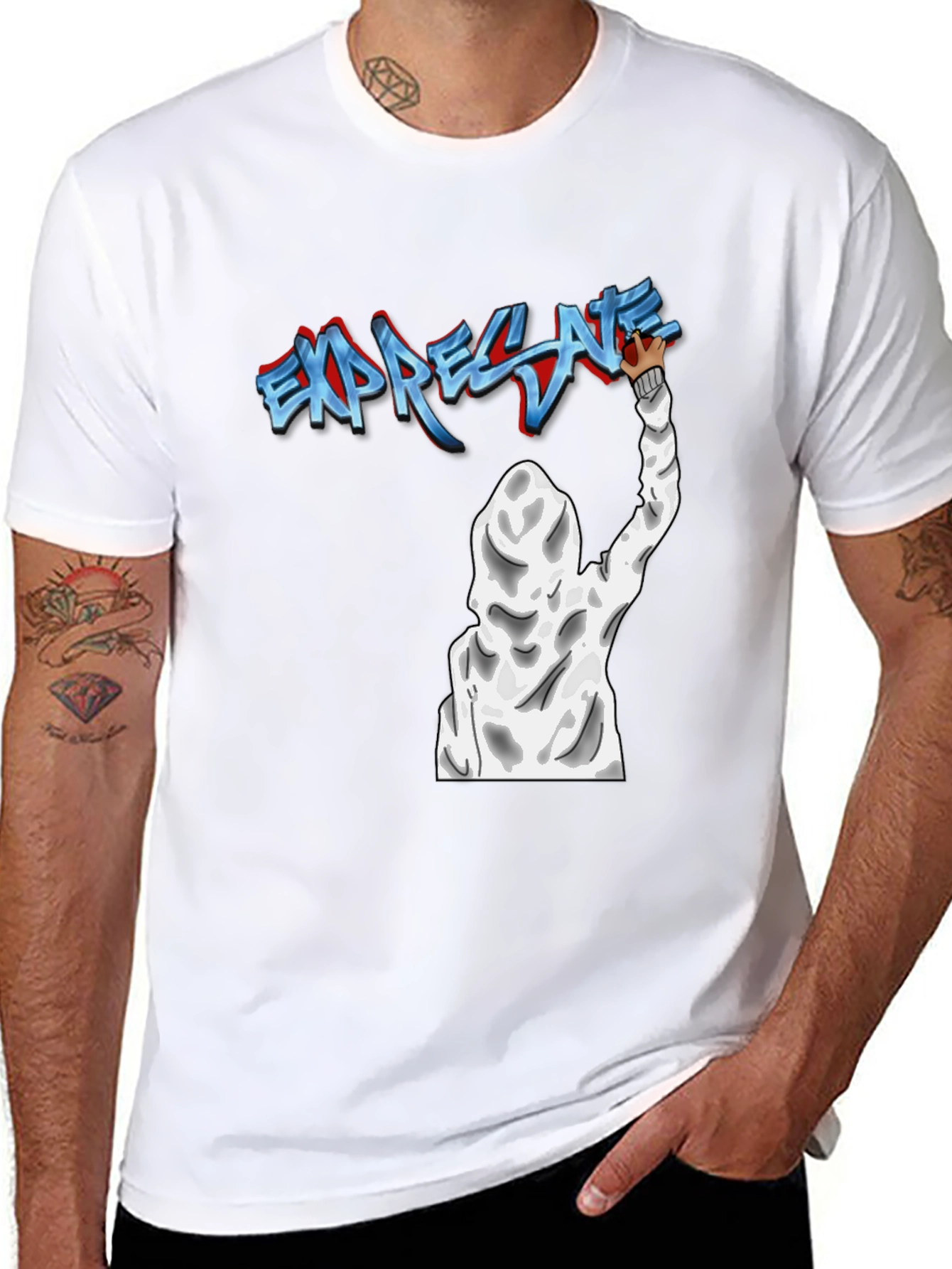 Expressive Graffiti Graphic Black T-Shirt