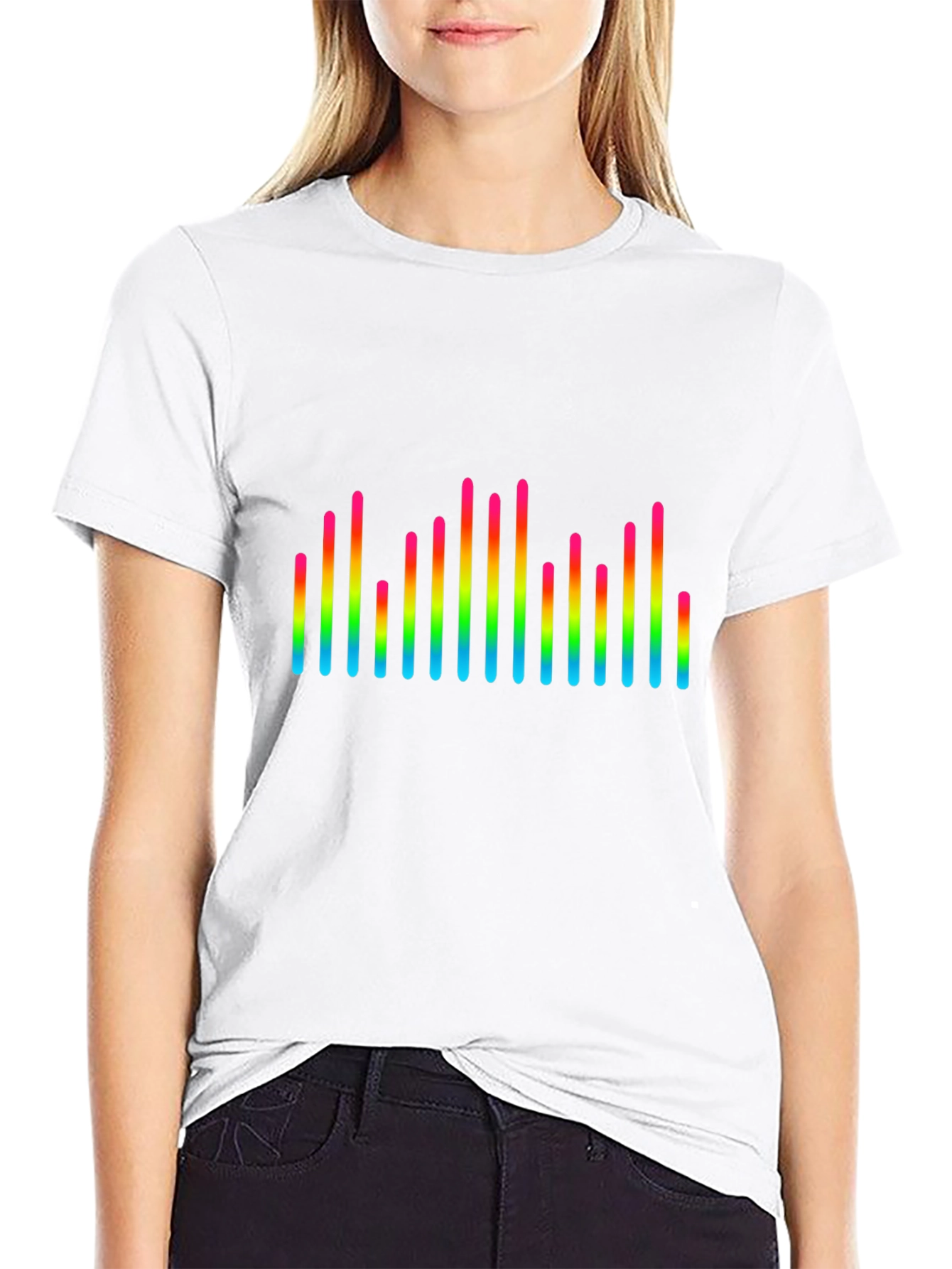 Rainbow Equalizer Graphic Tee - Black Cotton Blend