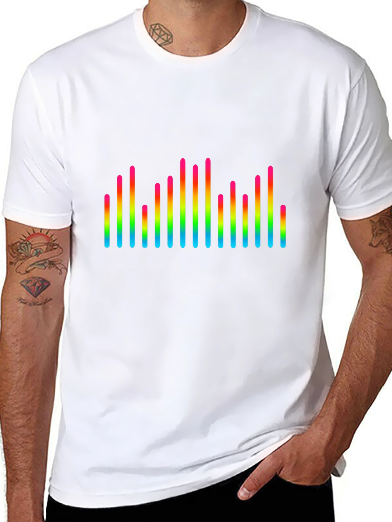 Rainbow Equalizer Graphic Tee - Black Cotton Blend