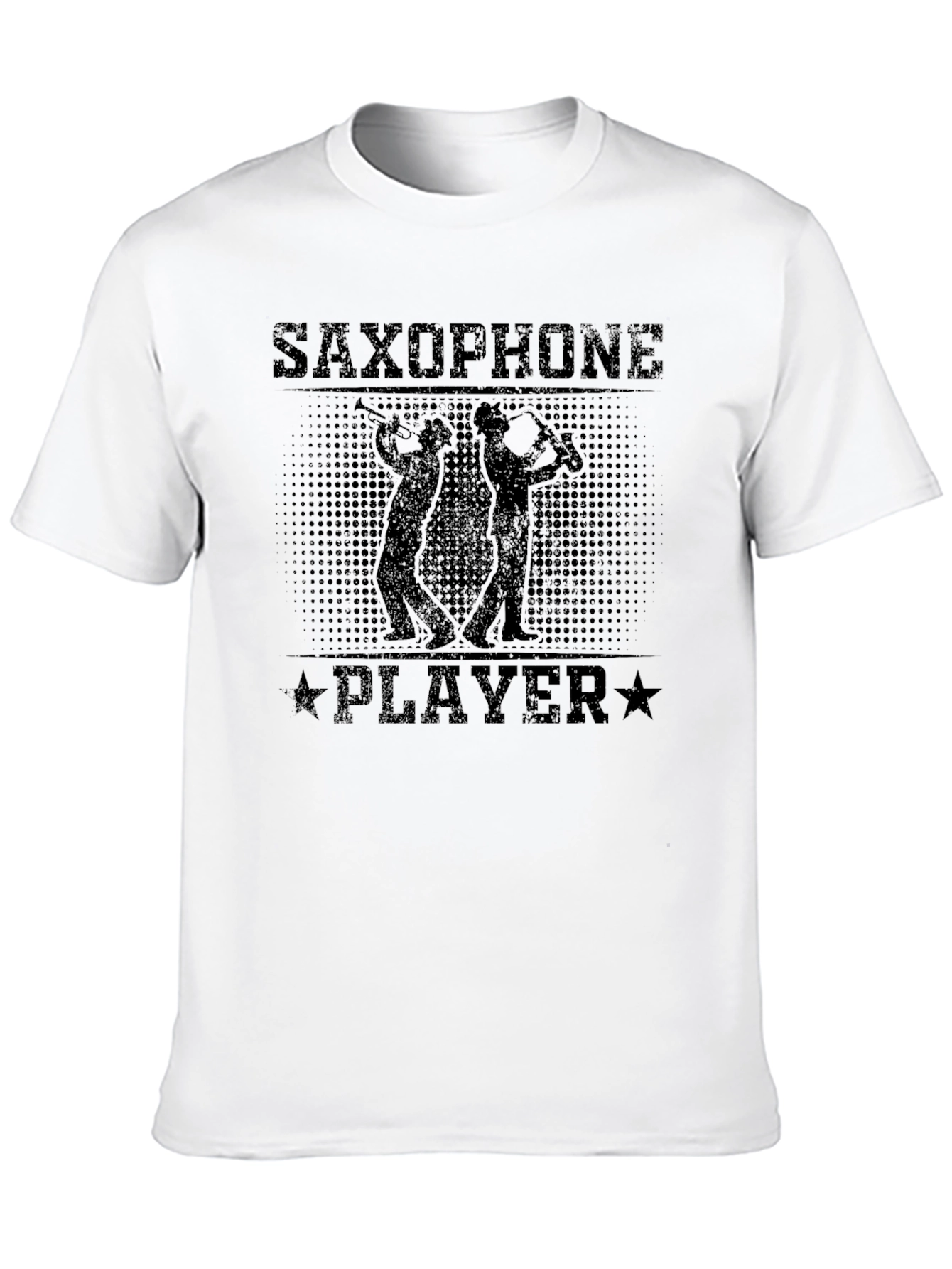 Saxophone Player Graphic Print Black T-Shirt