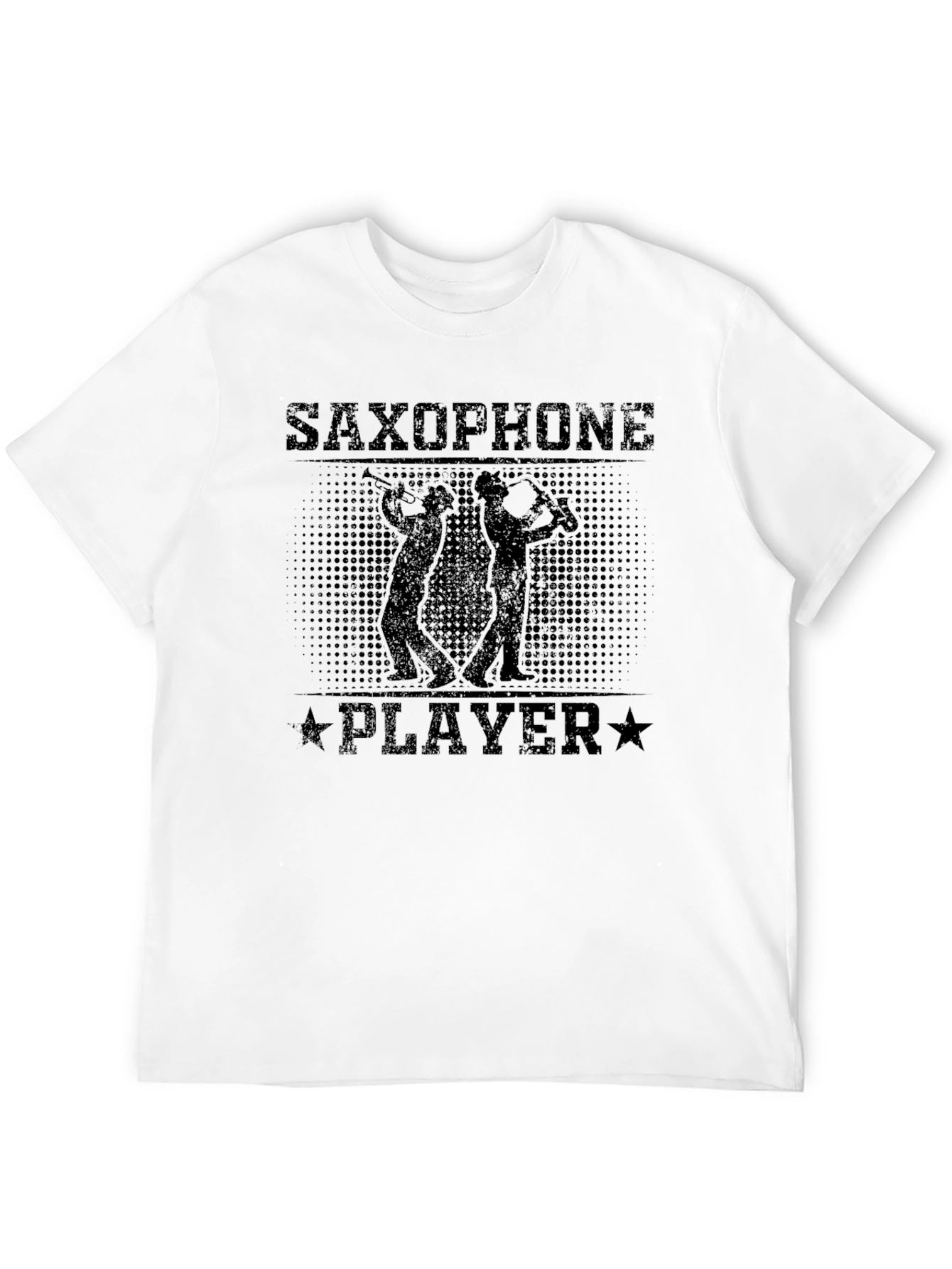 Saxophone Player Graphic Print Black T-Shirt