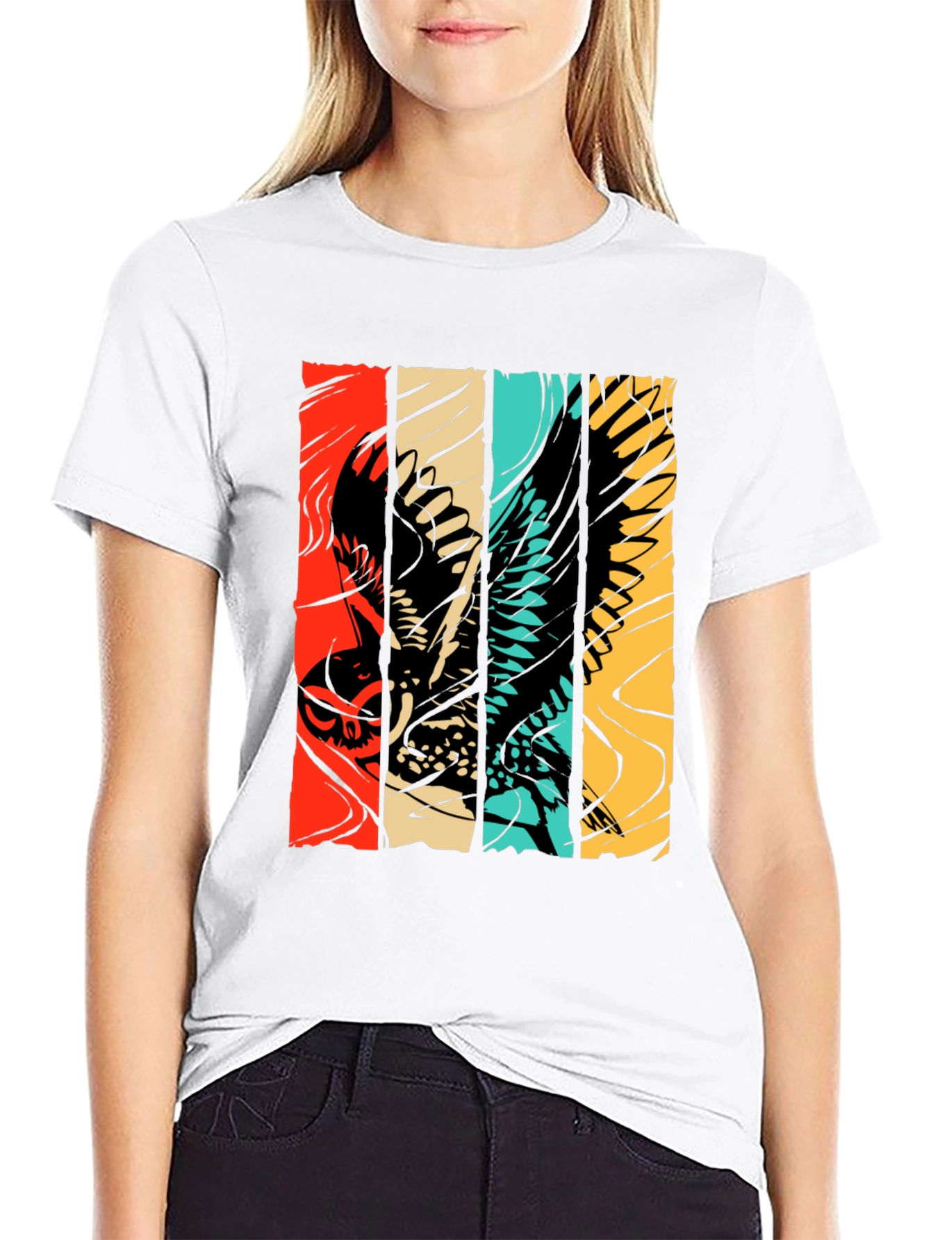 Retro Owl Graphic Tee - Stylish Bird Print Shirt