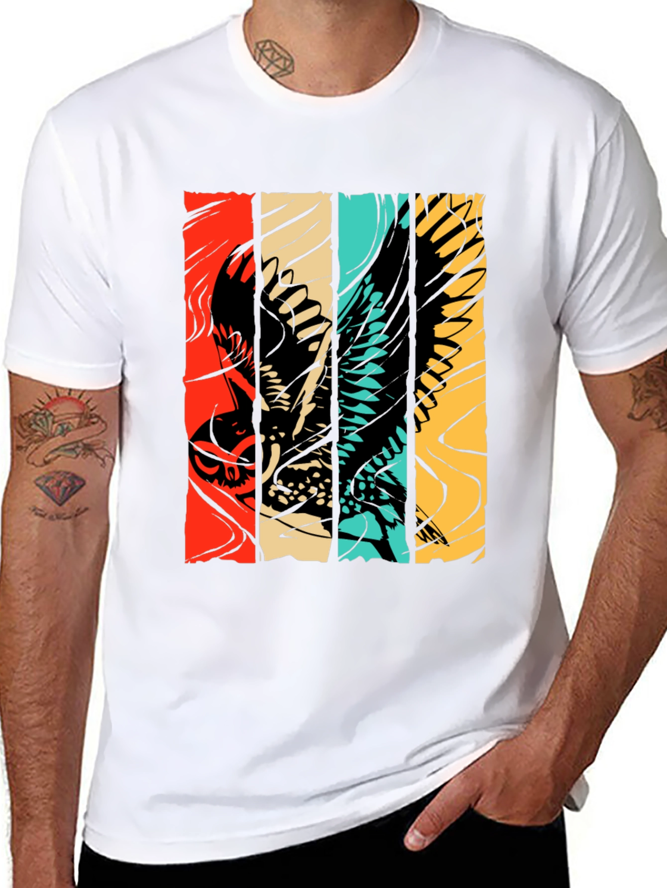 Retro Owl Graphic Tee - Stylish Bird Print Shirt