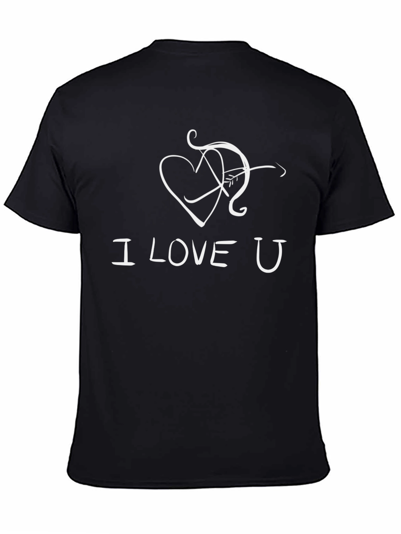 I Love U Heart Arrow Black Graphic Tee