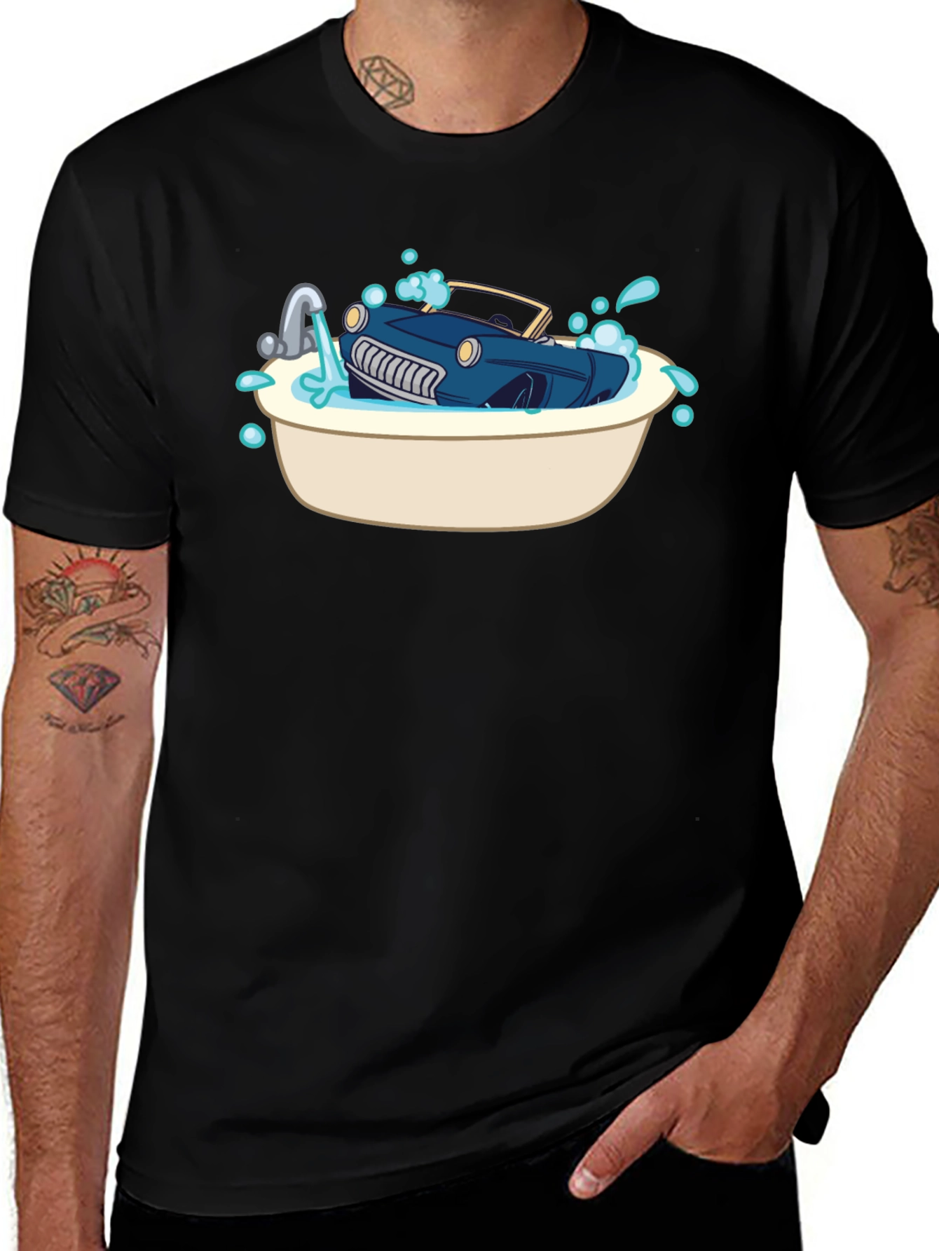 Car in Tub Novelty Graphic Tee