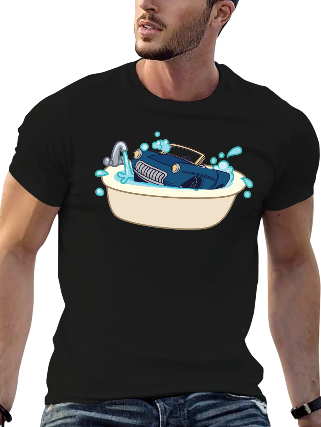 Car in Tub Novelty Graphic Tee