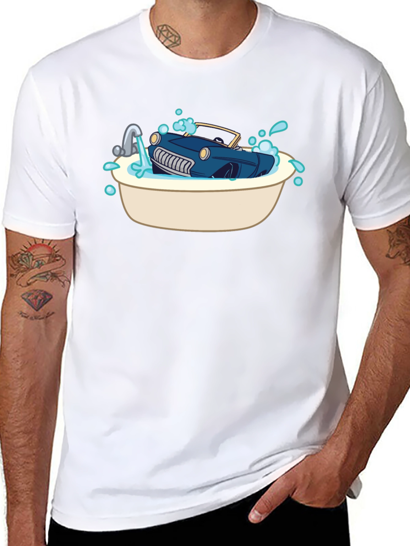 Car in Tub Novelty Graphic Tee