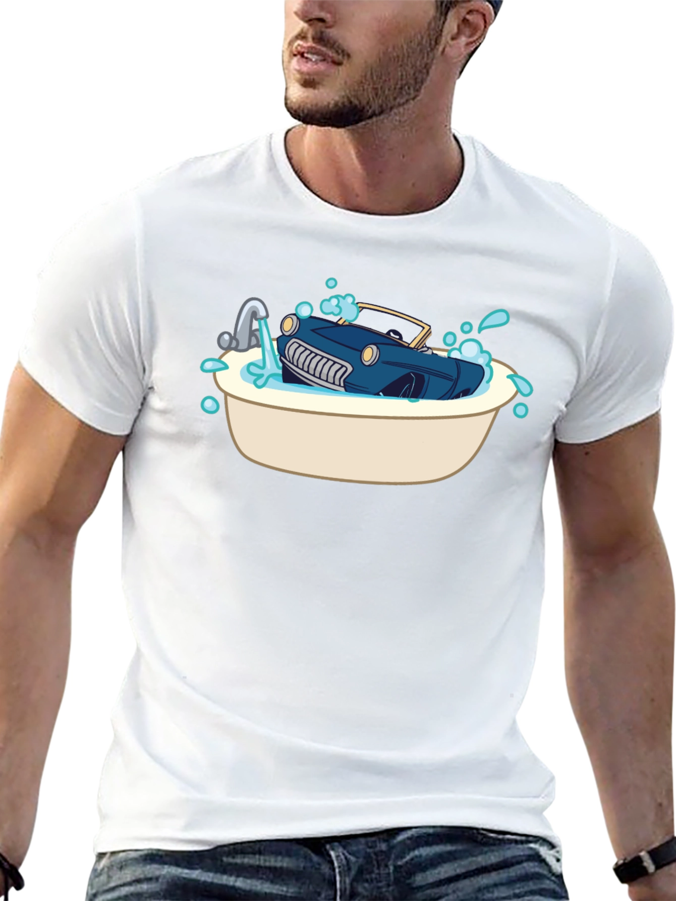 Car in Tub Novelty Graphic Tee