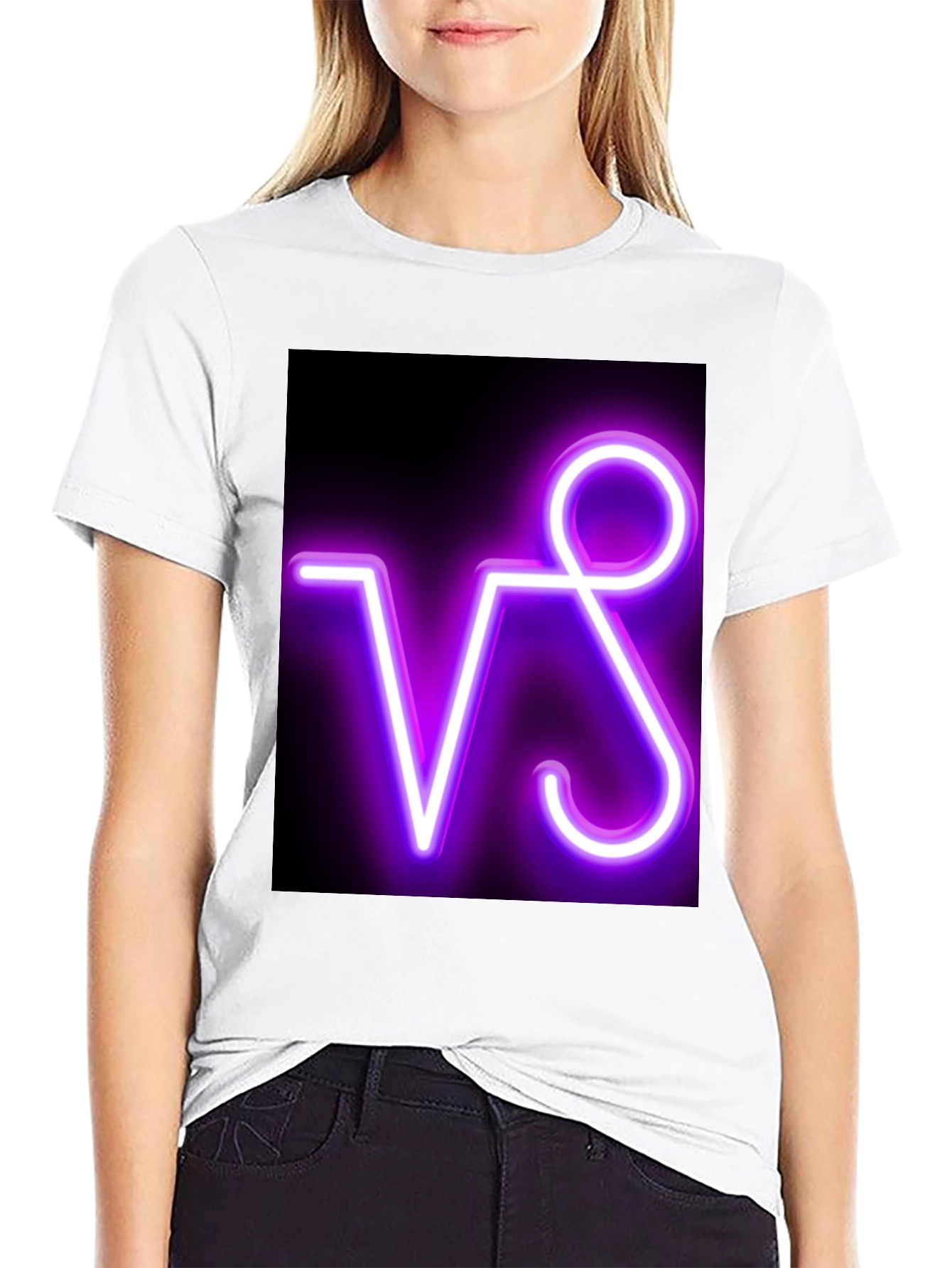 Neon VS Graphic Black Tee - Stylish & Modern