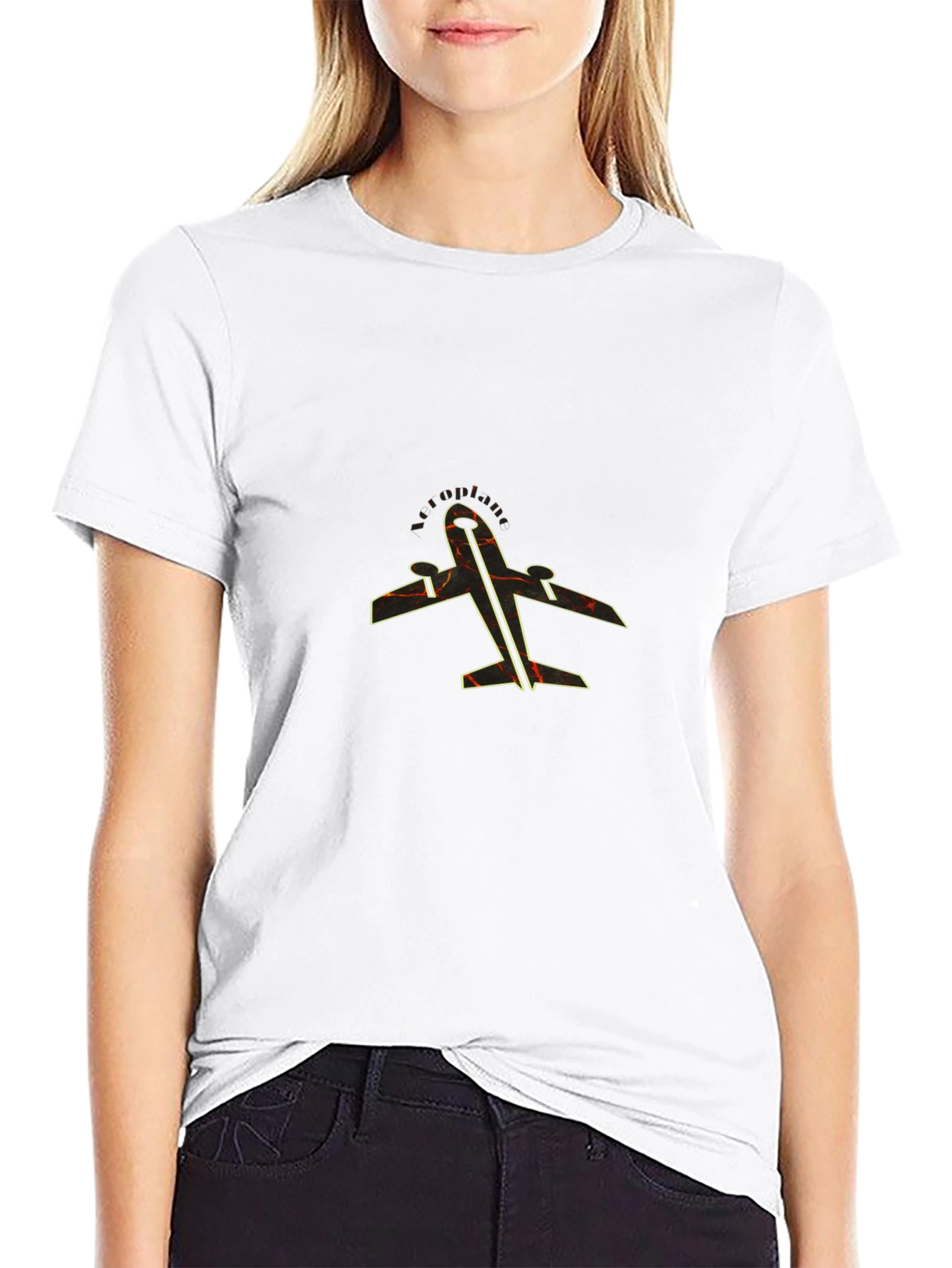 Airplane Graphic Tee - Black Stylish Design