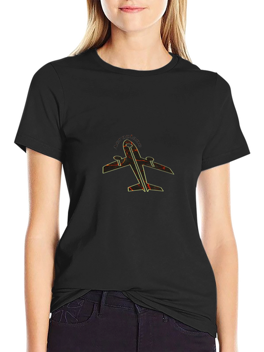 Airplane Graphic Tee - Black Stylish Design