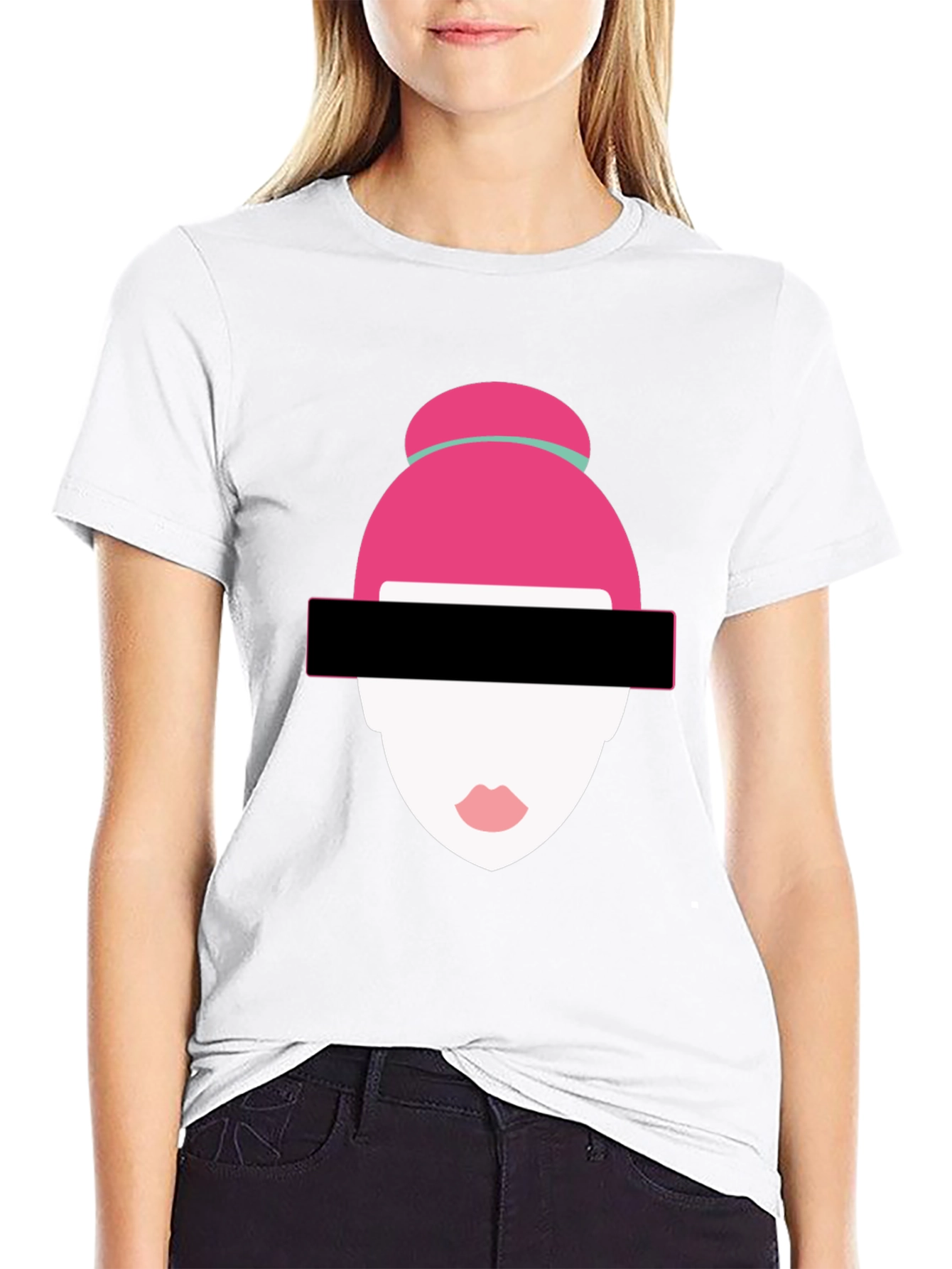 Abstract Woman Graphic Tee - Modern Style Black T-Shirt