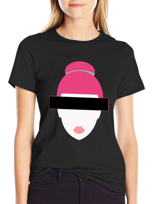 Abstract Woman Graphic Tee - Modern Style Black T-Shirt
