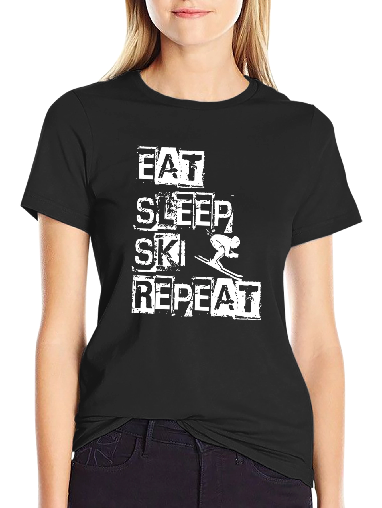 Eat Sleep Ski Repeat Graphic Tee