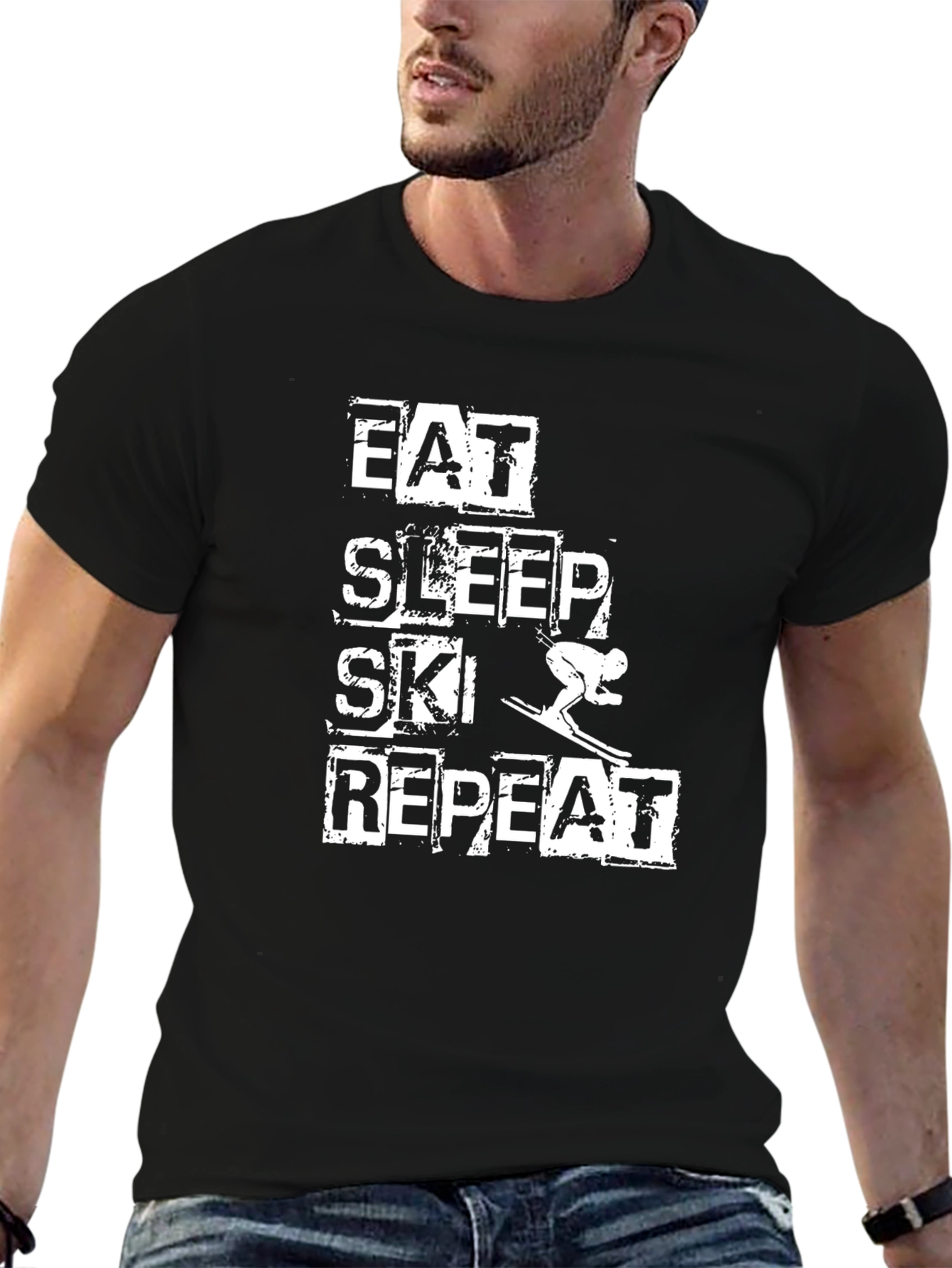 Eat Sleep Ski Repeat Graphic Tee