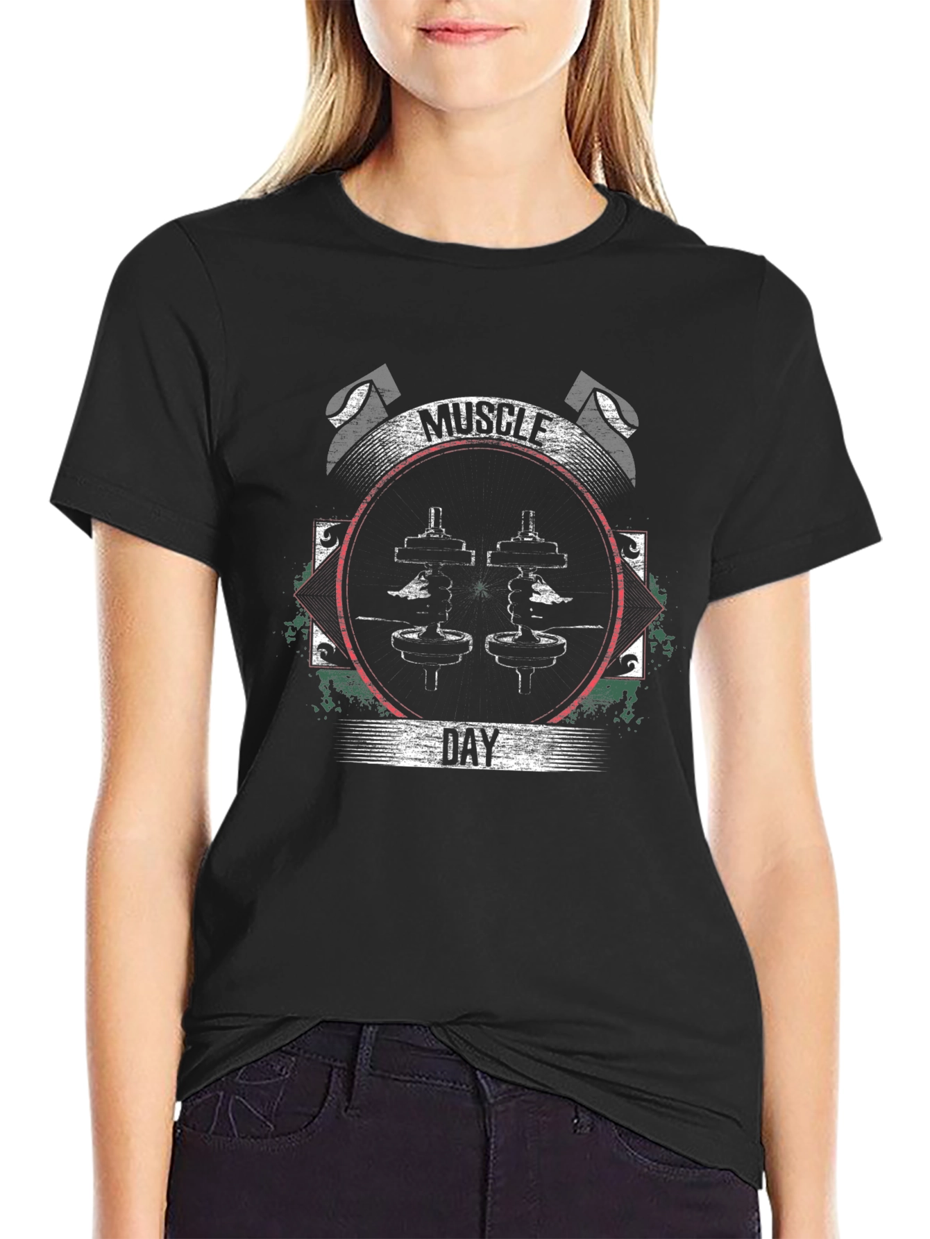 Muscle Day Black Graphic T-Shirt