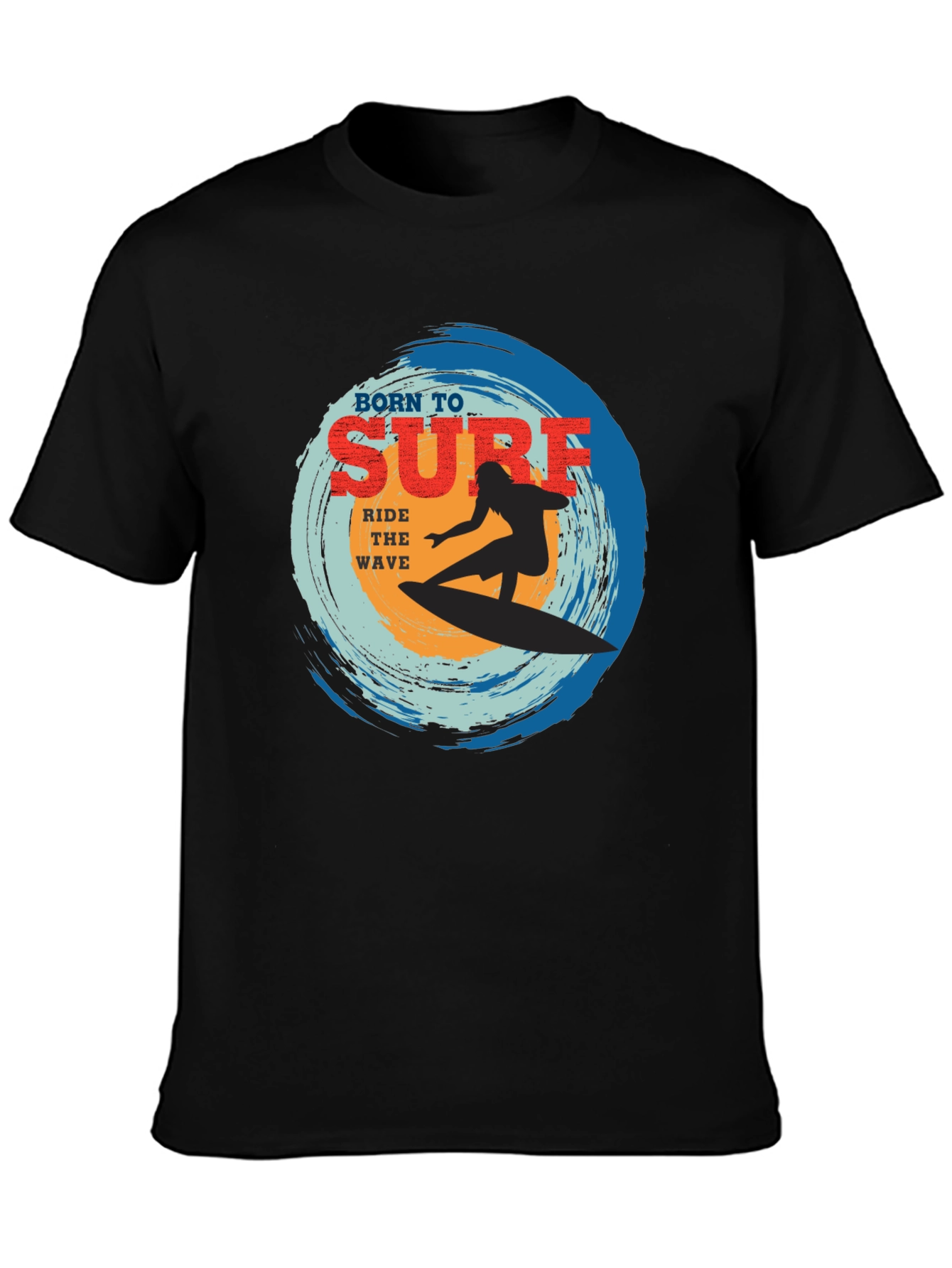 Born To Surf Black Graphic Tee