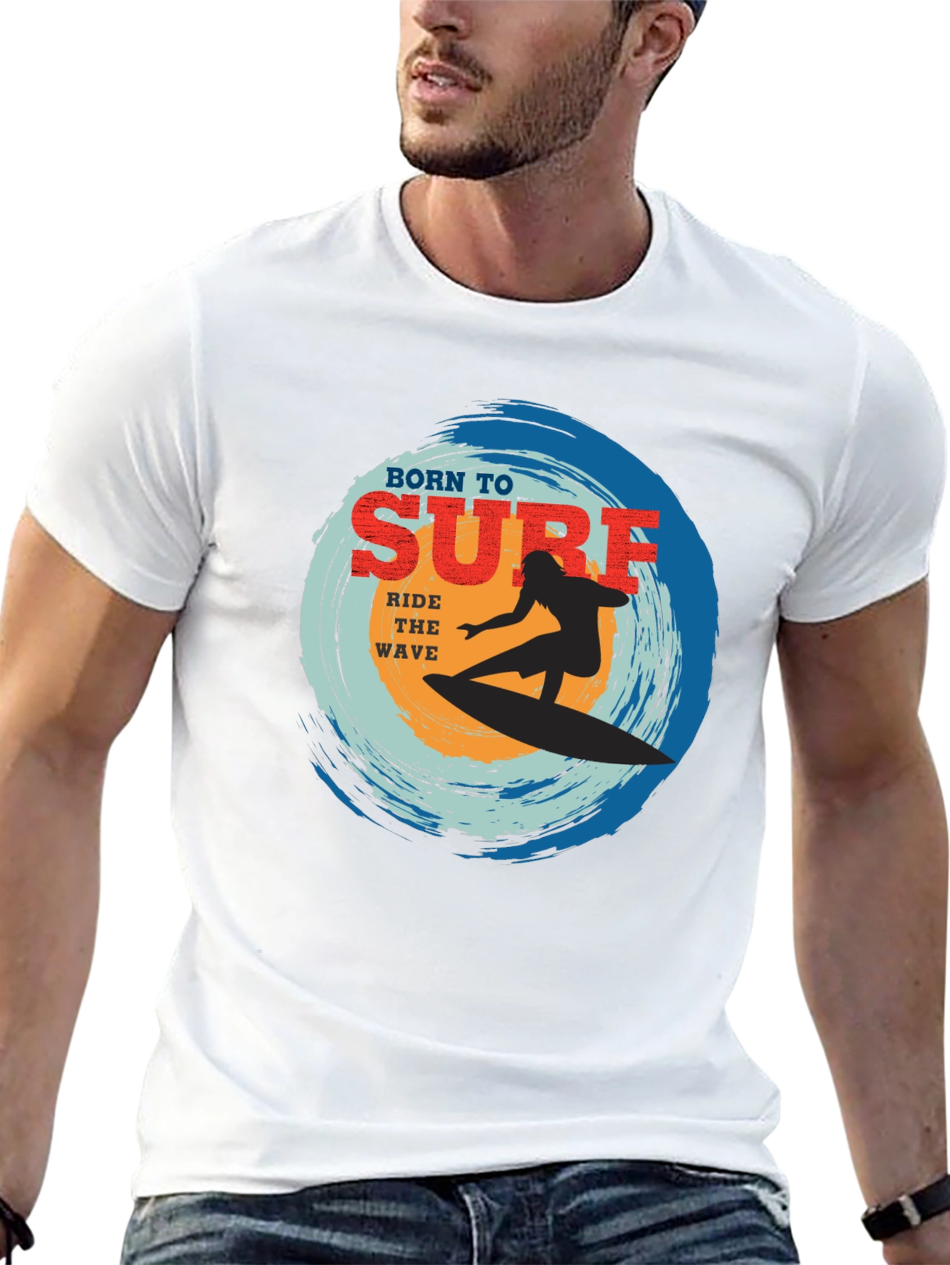 Born To Surf Black Graphic Tee