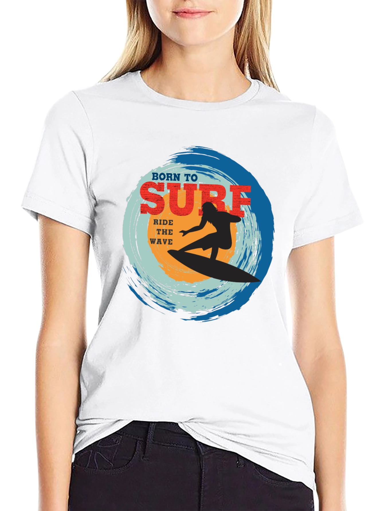 Born To Surf Black Graphic Tee