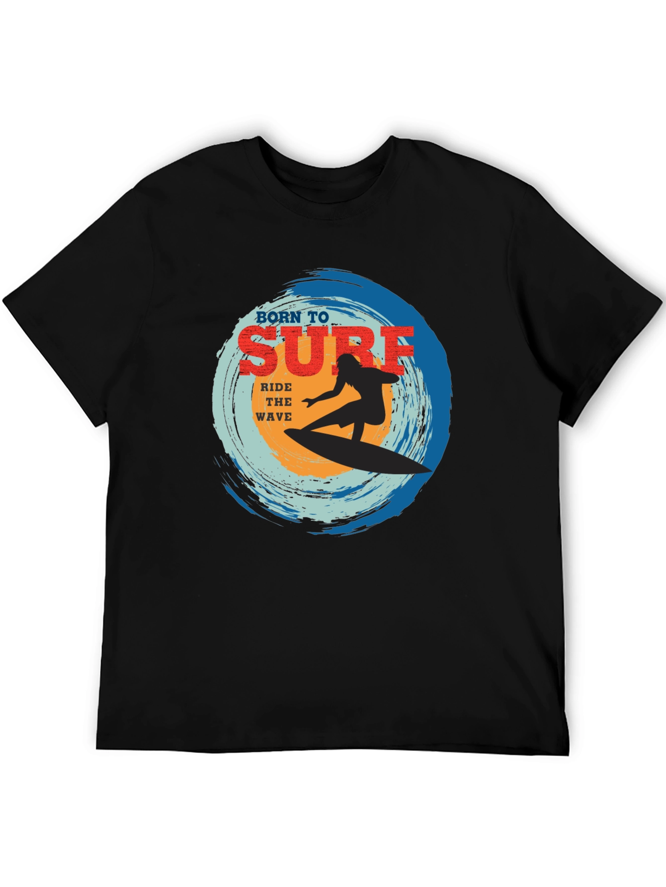 Born To Surf Black Graphic Tee