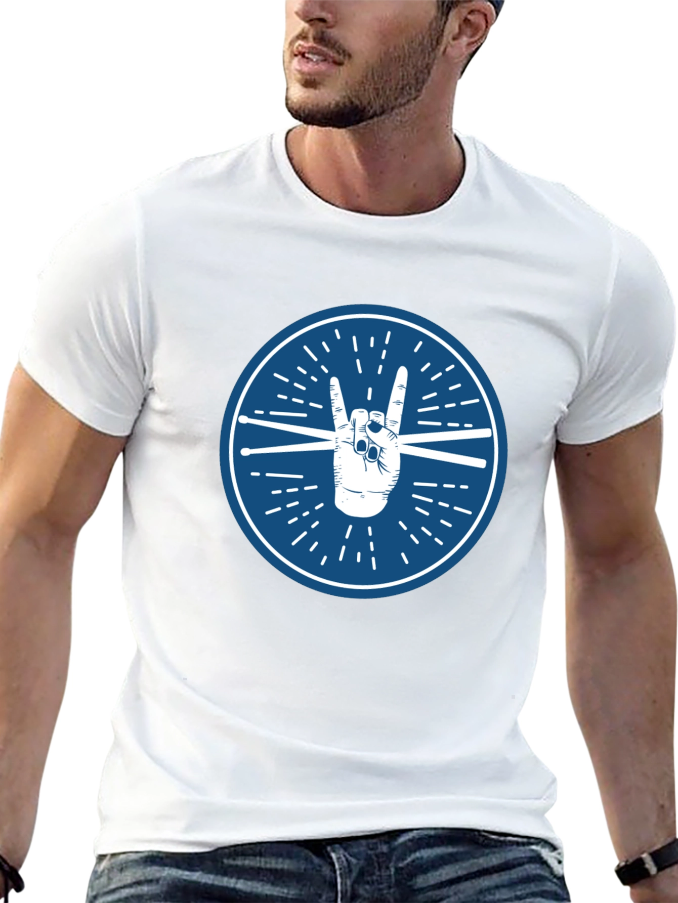 Rock On Drummer Graphic Tee - Unisex Black T-Shirt