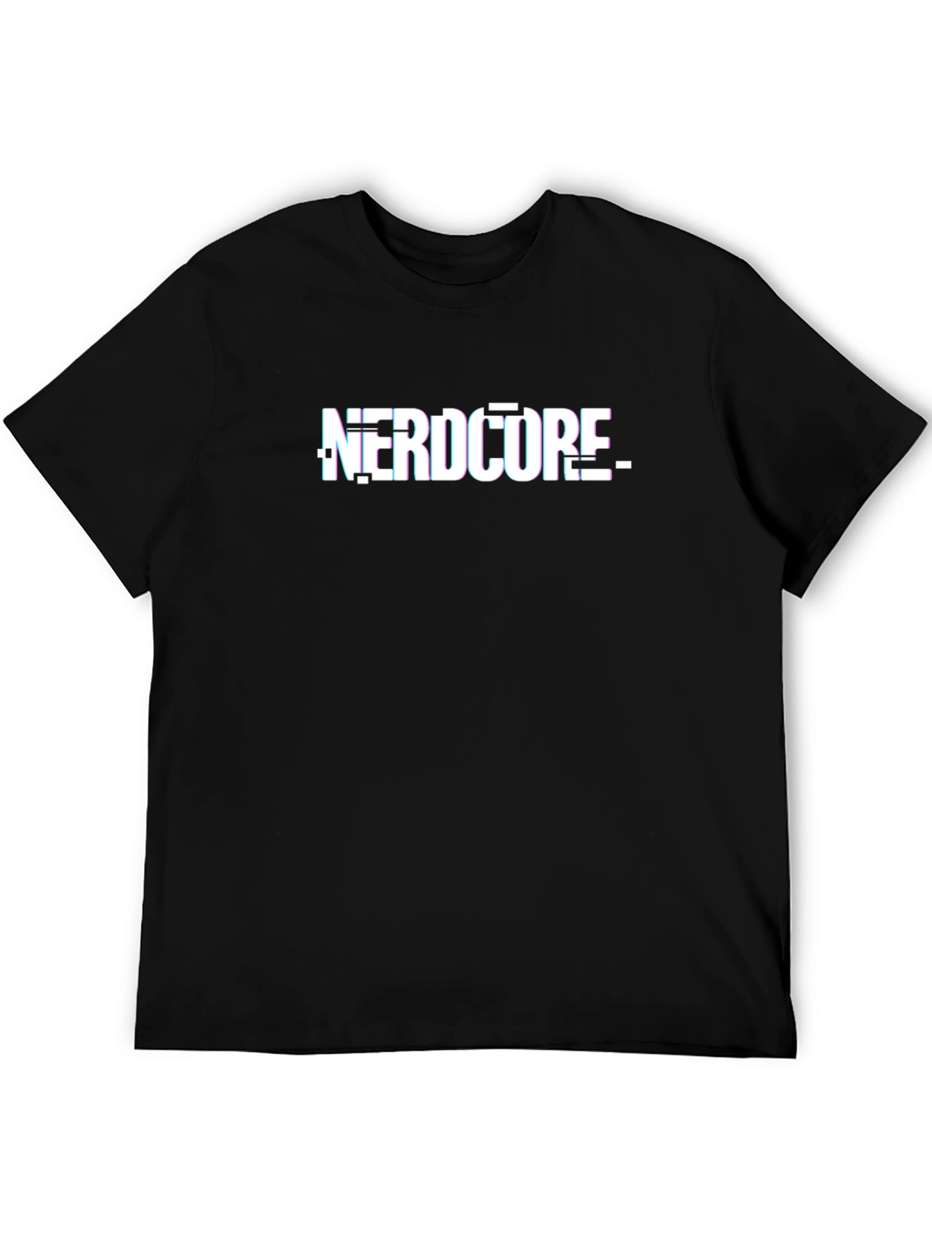 Nerdcore Glitch Graphic T-Shirt - Black