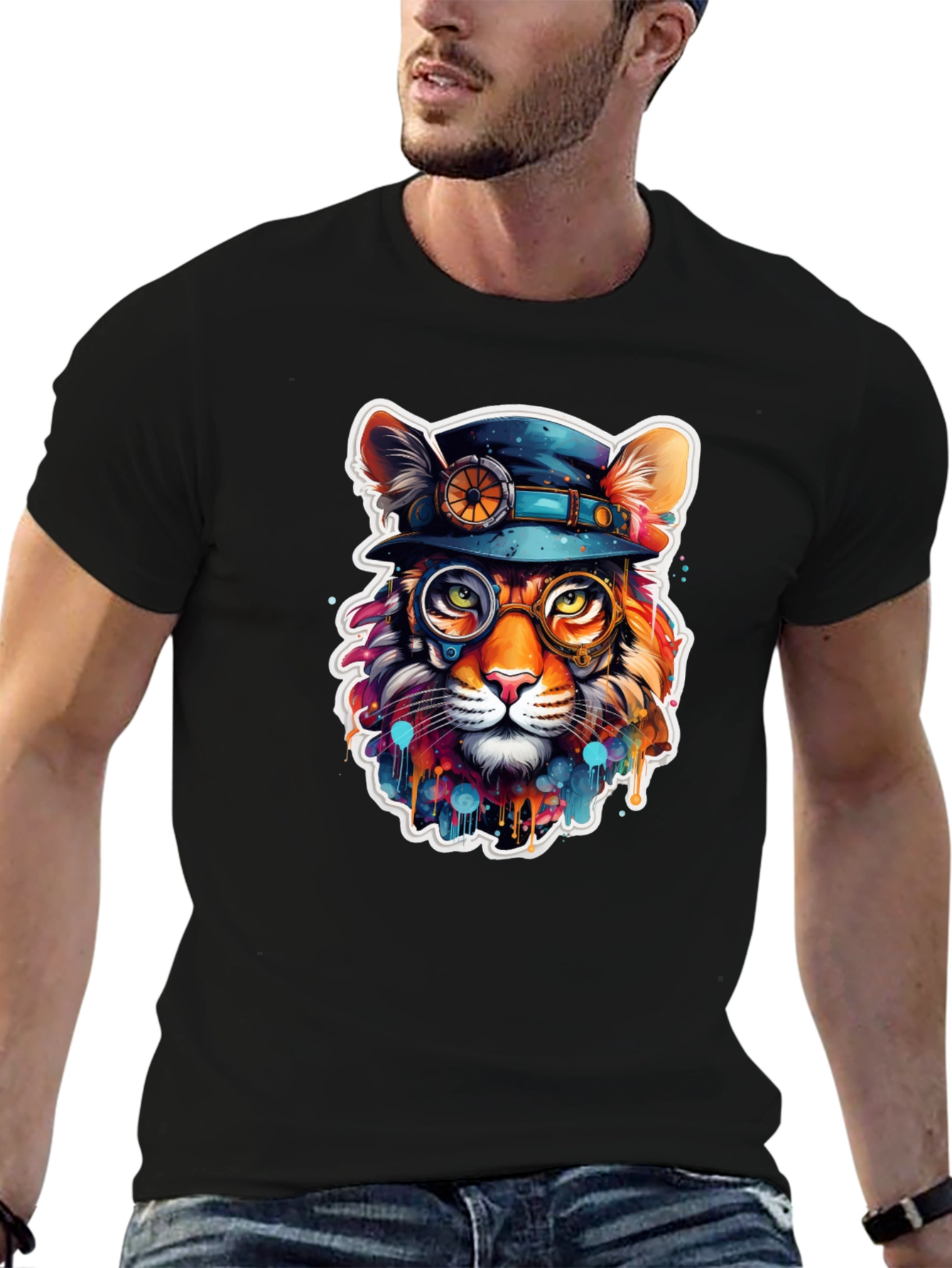 Steampunk Cat T-Shirt - Unique Animal Graphic Tee