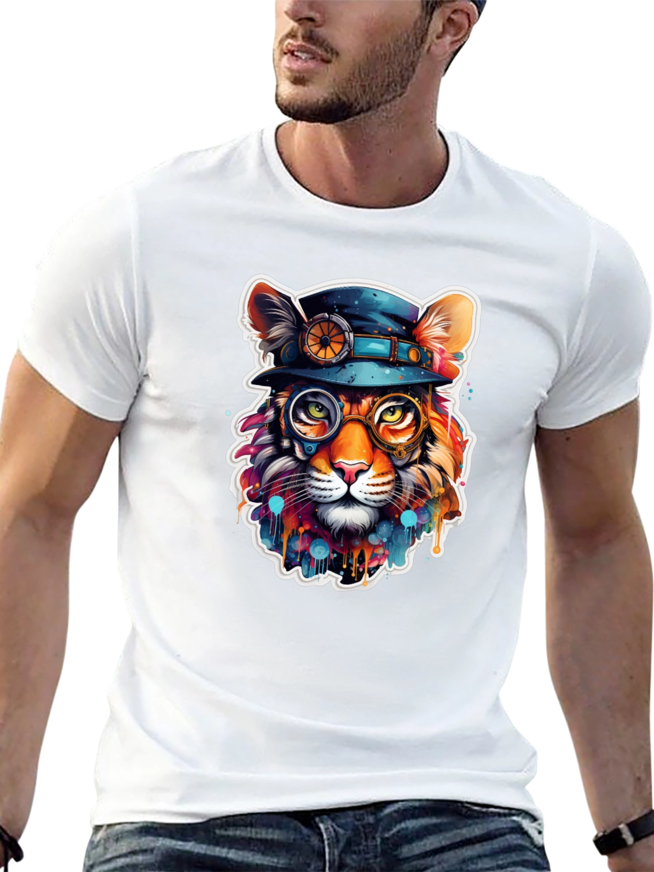Steampunk Cat T-Shirt - Unique Animal Graphic Tee