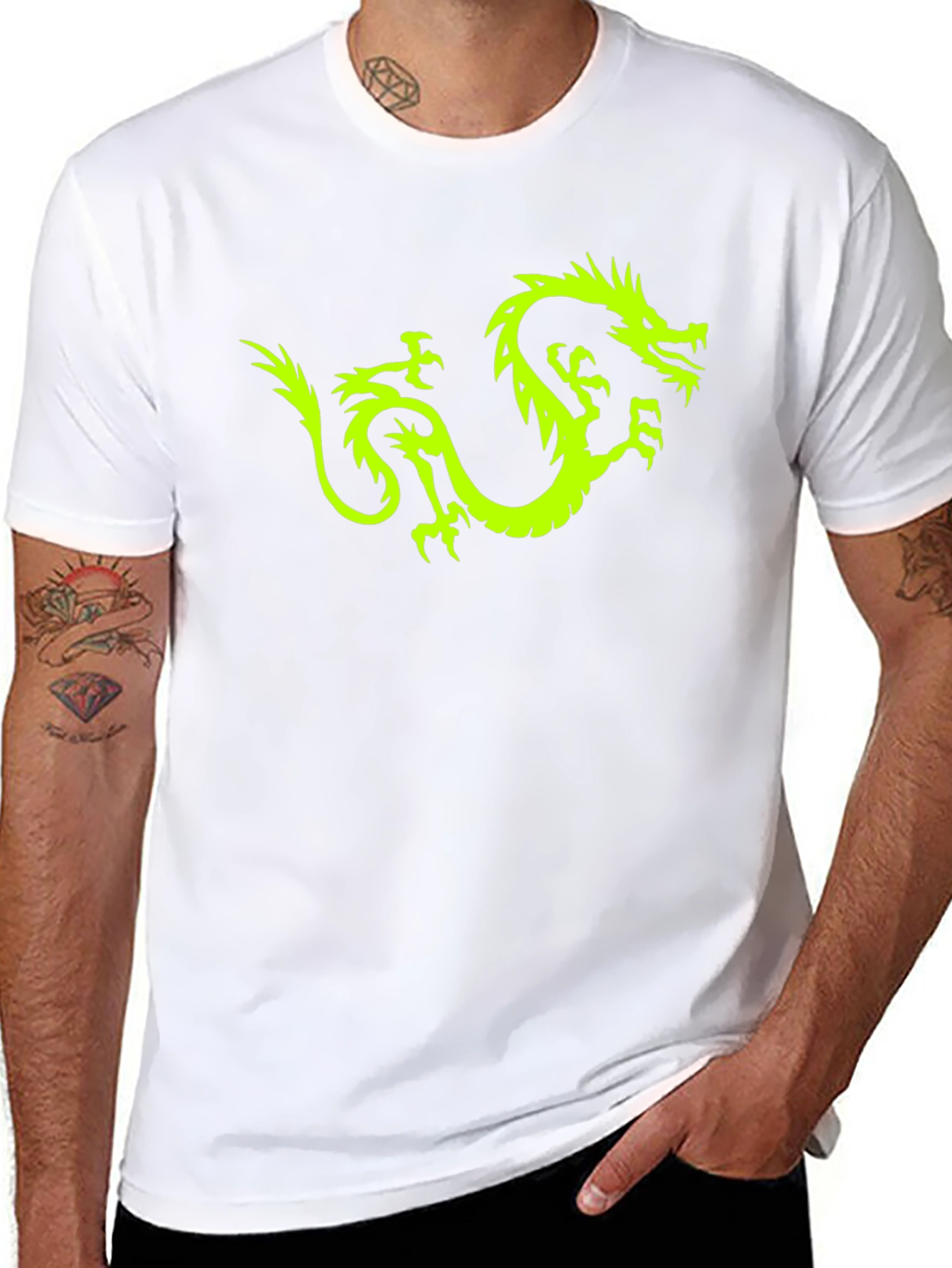 Neon Dragon Graphic Tee - Black
