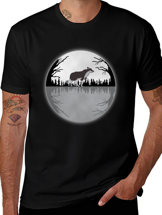 Wolf Moon Graphic Tee - Black Cotton T-Shirt