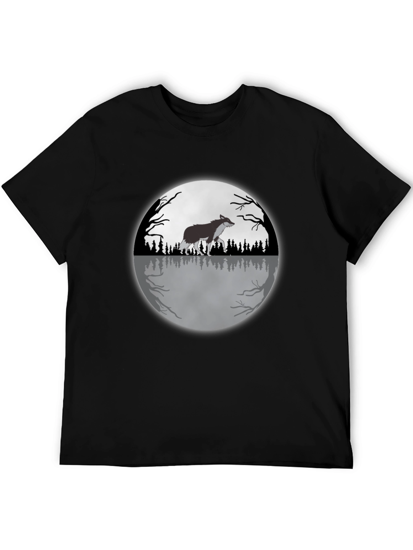 Wolf Moon Graphic Tee - Black Cotton T-Shirt
