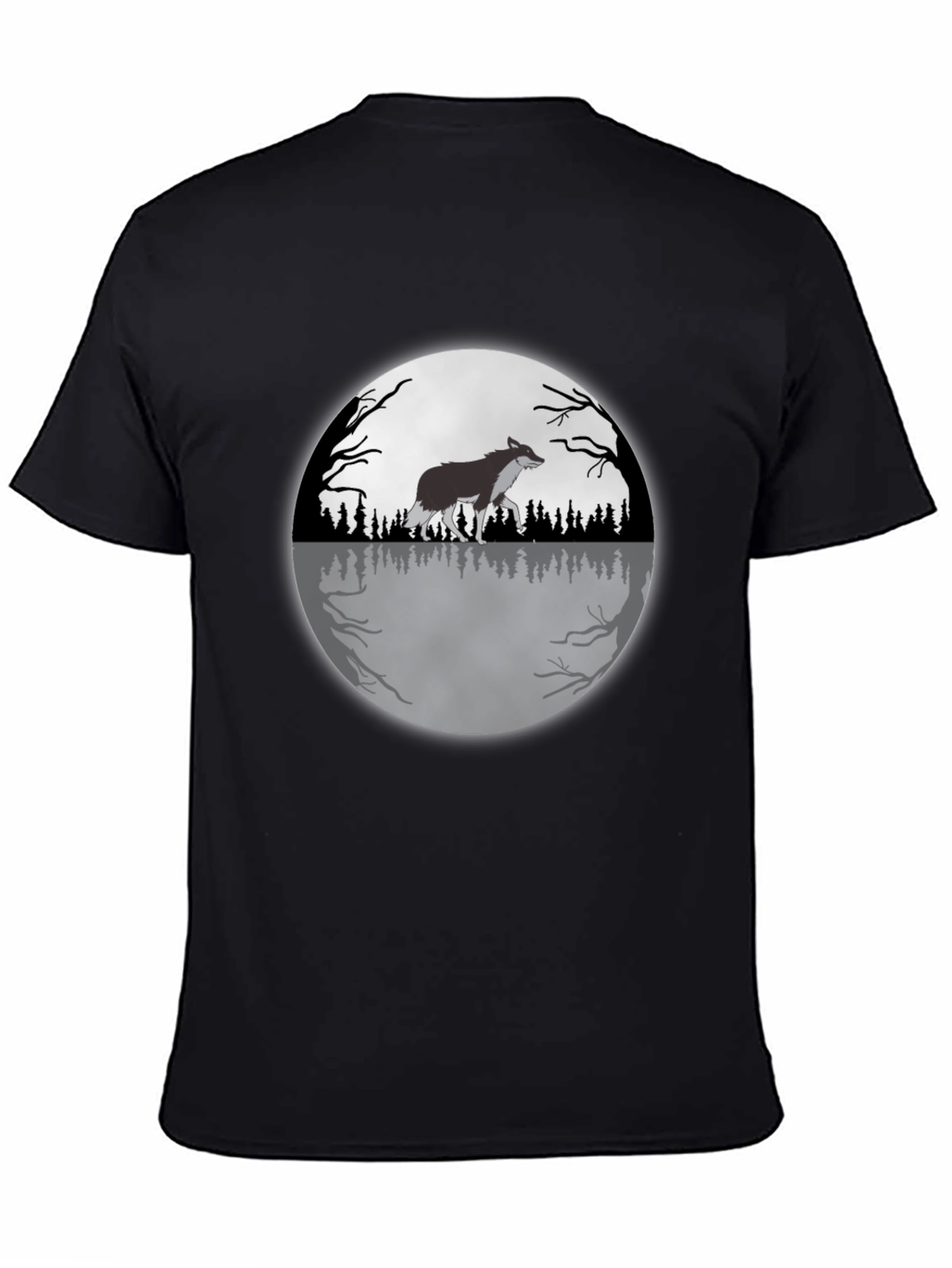 Wolf Moon Graphic Tee - Black Cotton T-Shirt