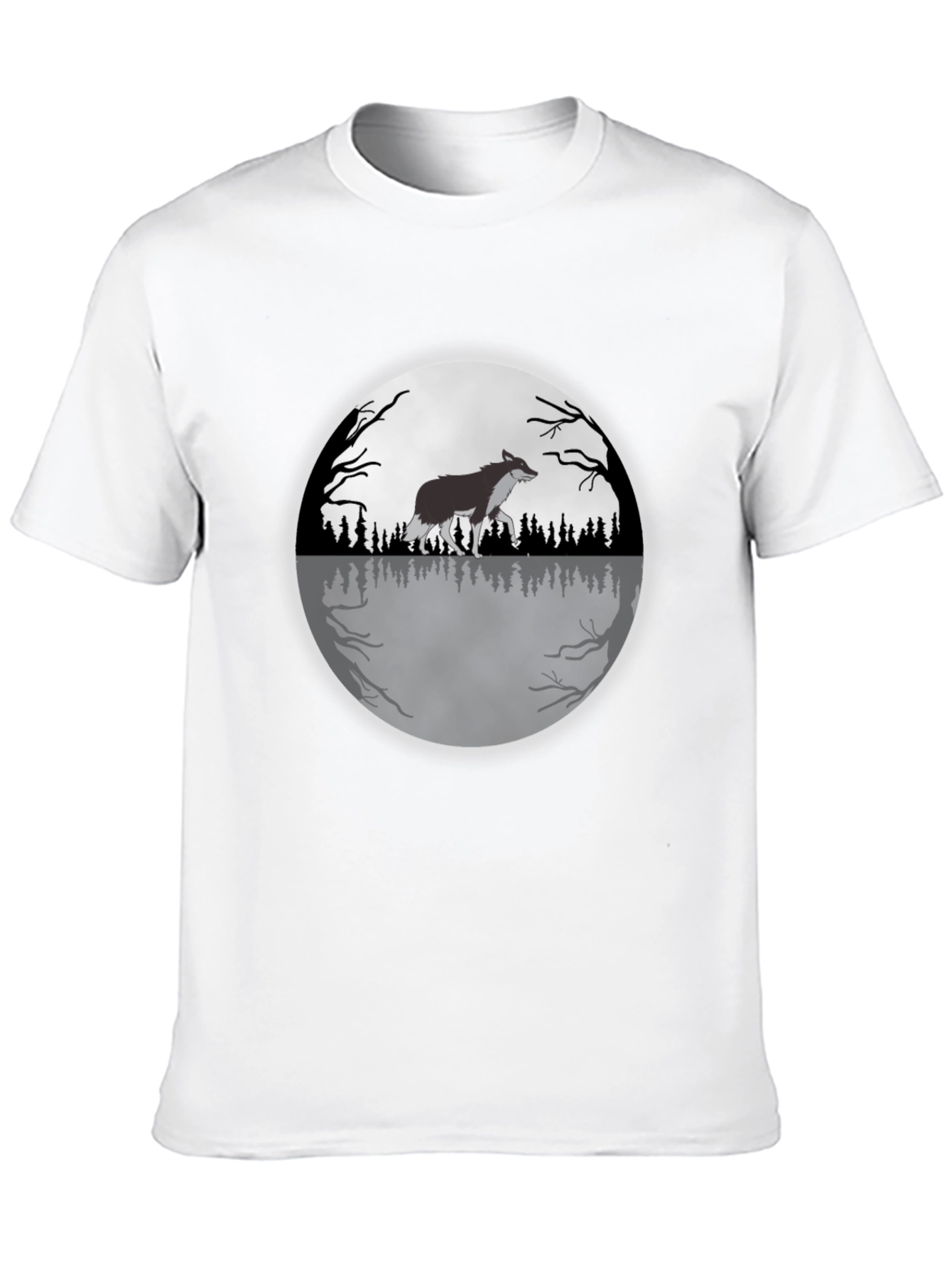 Wolf Moon Graphic Tee - Black Cotton T-Shirt