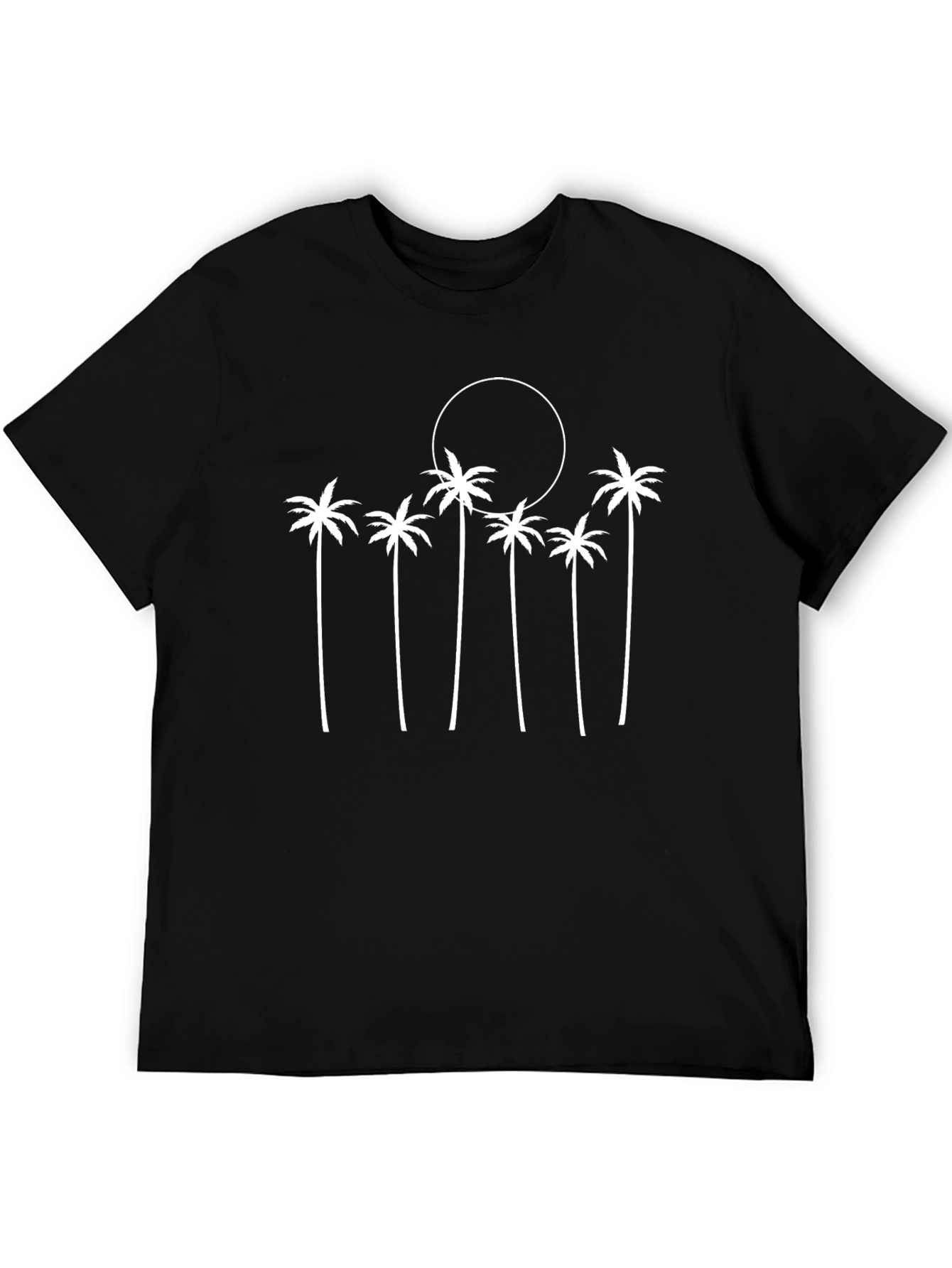 Palm Tree Sunset Graphic Tee - Black Cotton Blend