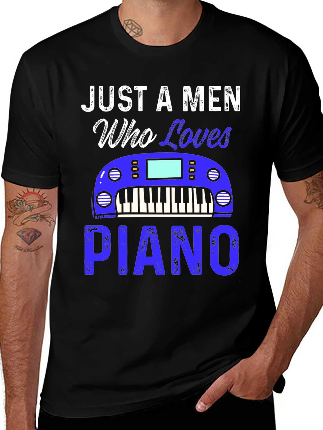 Just A Men Who Loves Piano Black T-Shirt