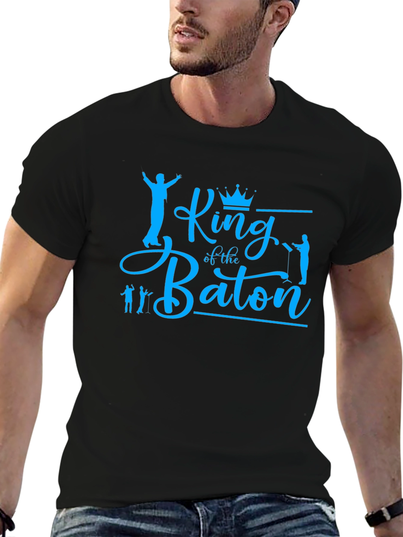King of the Baton Graphic T-Shirt - Blue Print