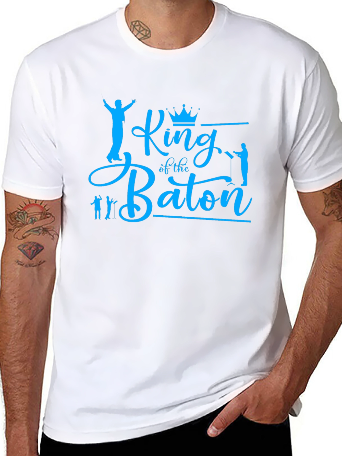 King of the Baton Graphic T-Shirt - Blue Print