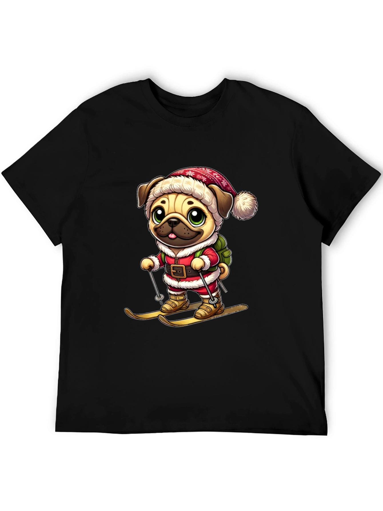 Pug Santa Skiing T-Shirt