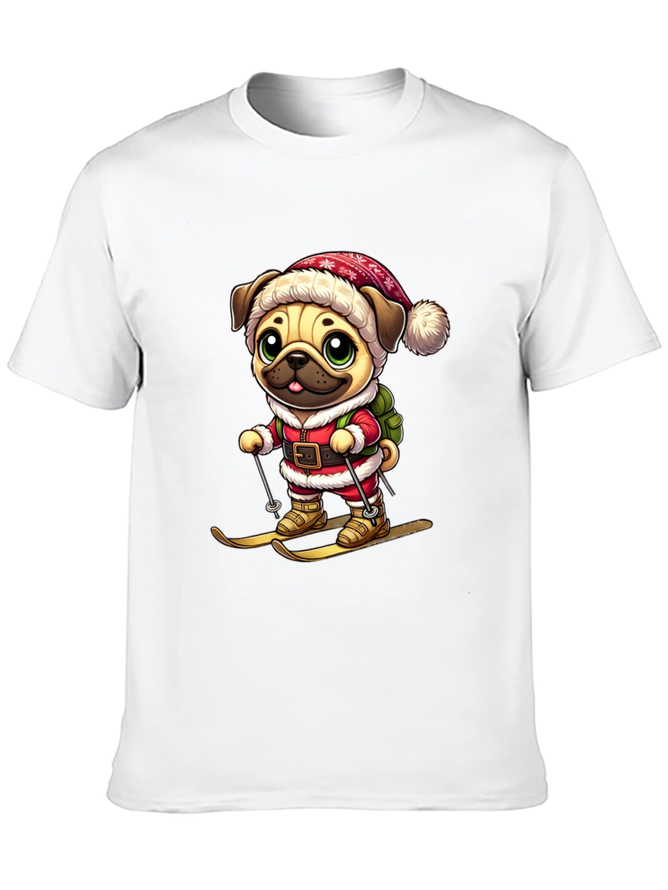 Pug Santa Skiing T-Shirt