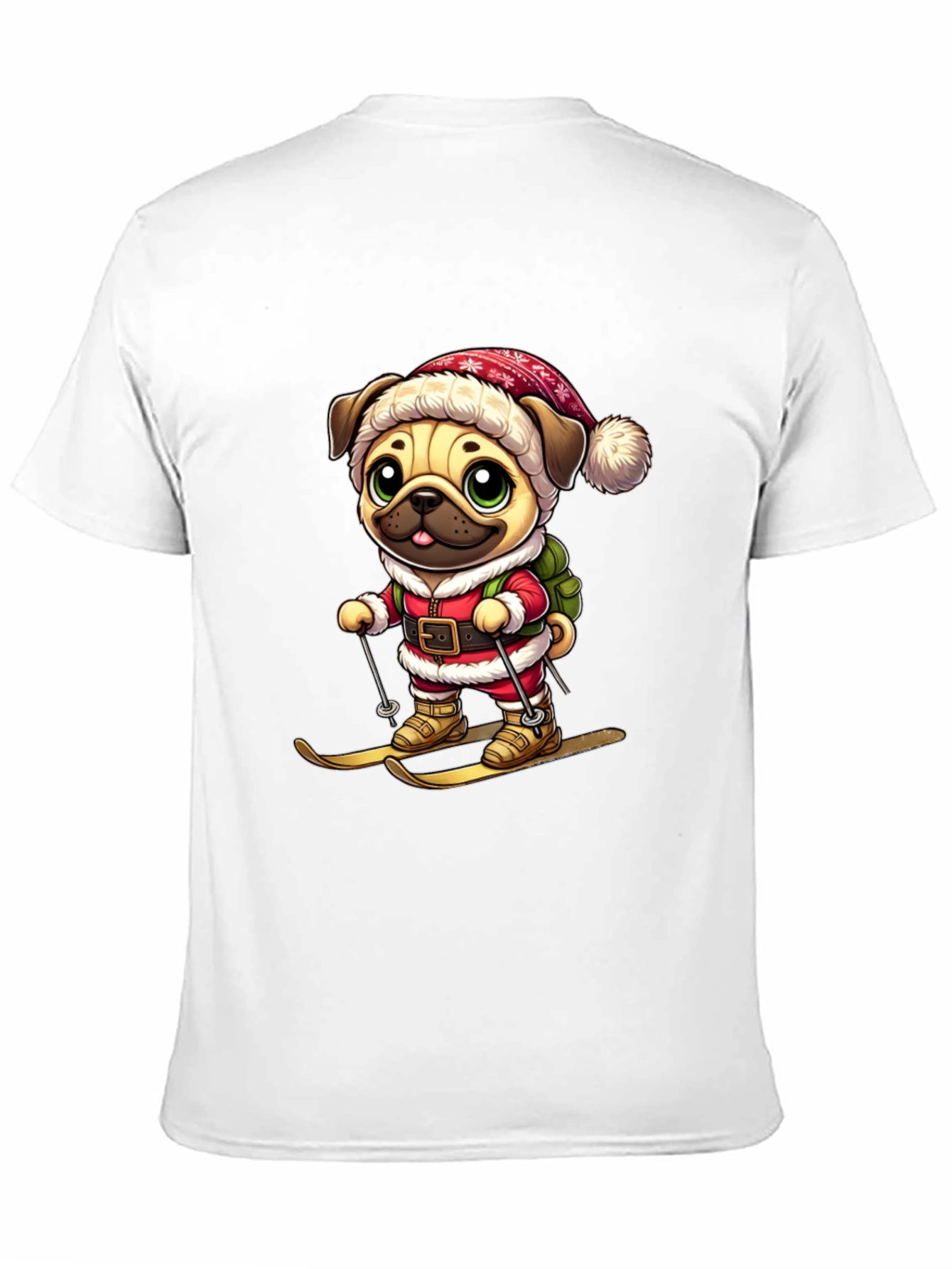 Pug Santa Skiing T-Shirt