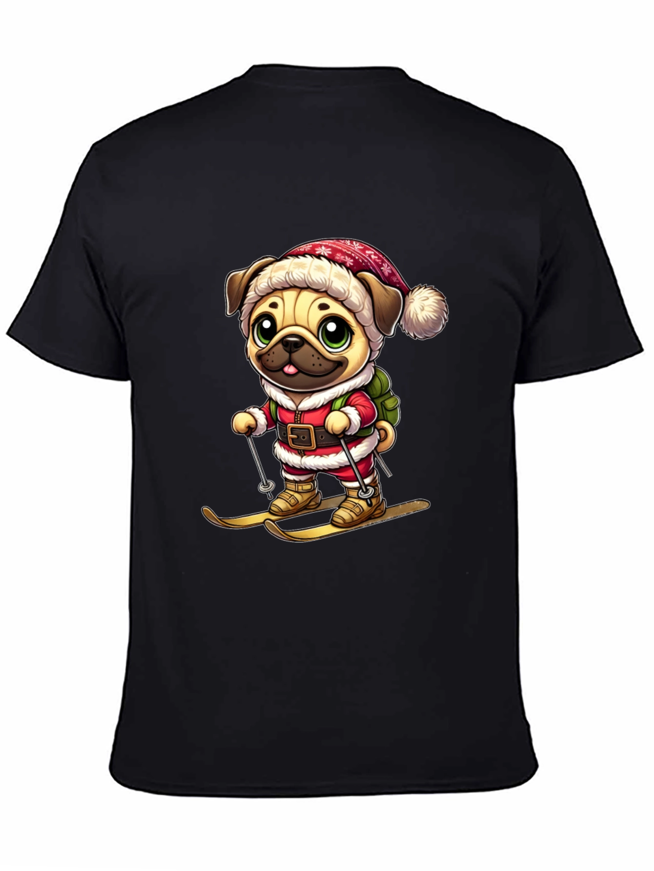 Pug Santa Skiing T-Shirt