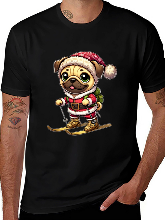Pug Santa Skiing T-Shirt