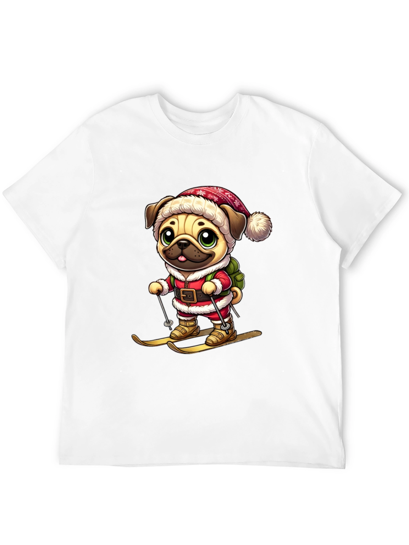 Pug Santa Skiing T-Shirt