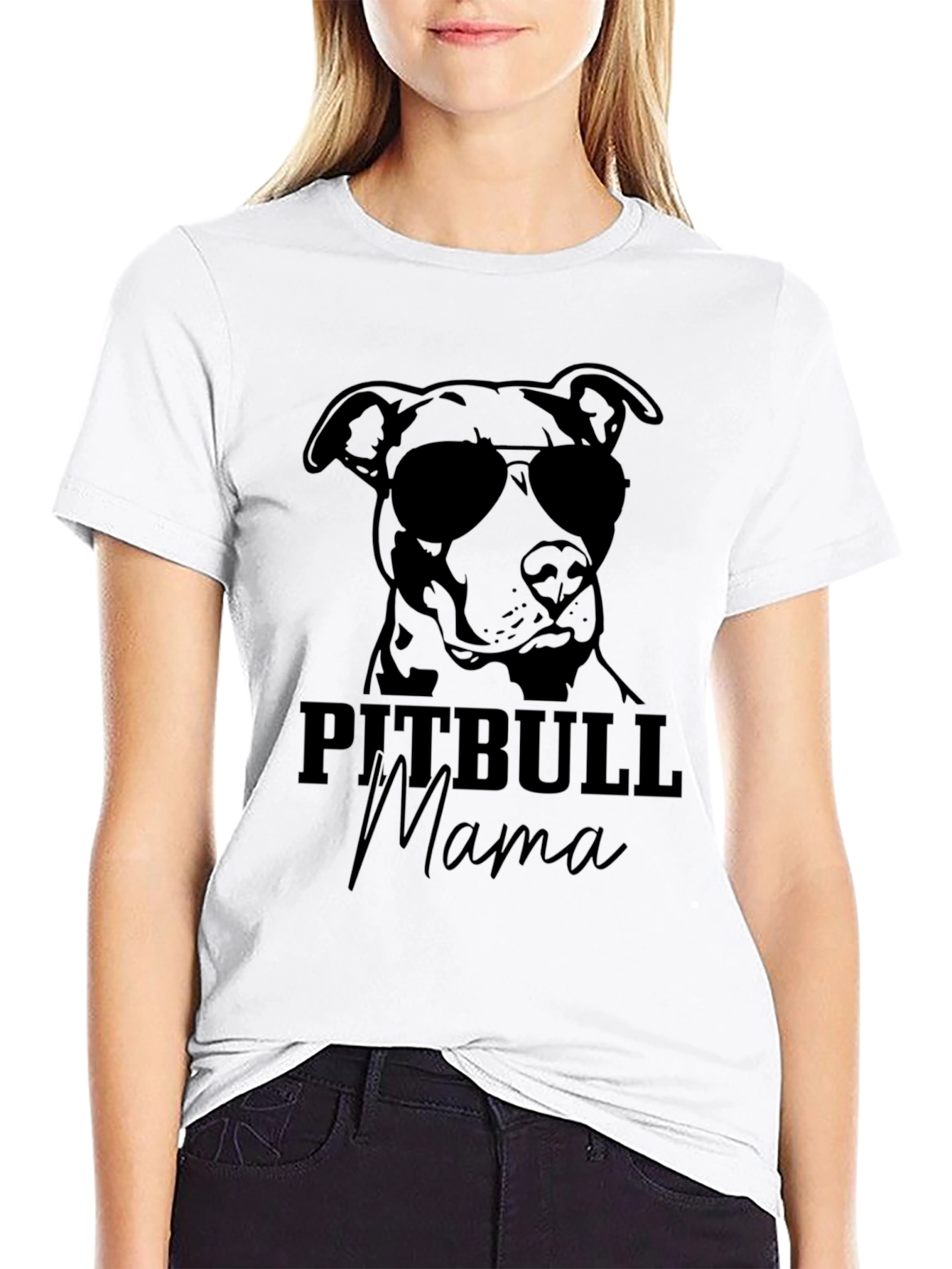 Pitbull Mama Black T-Shirt