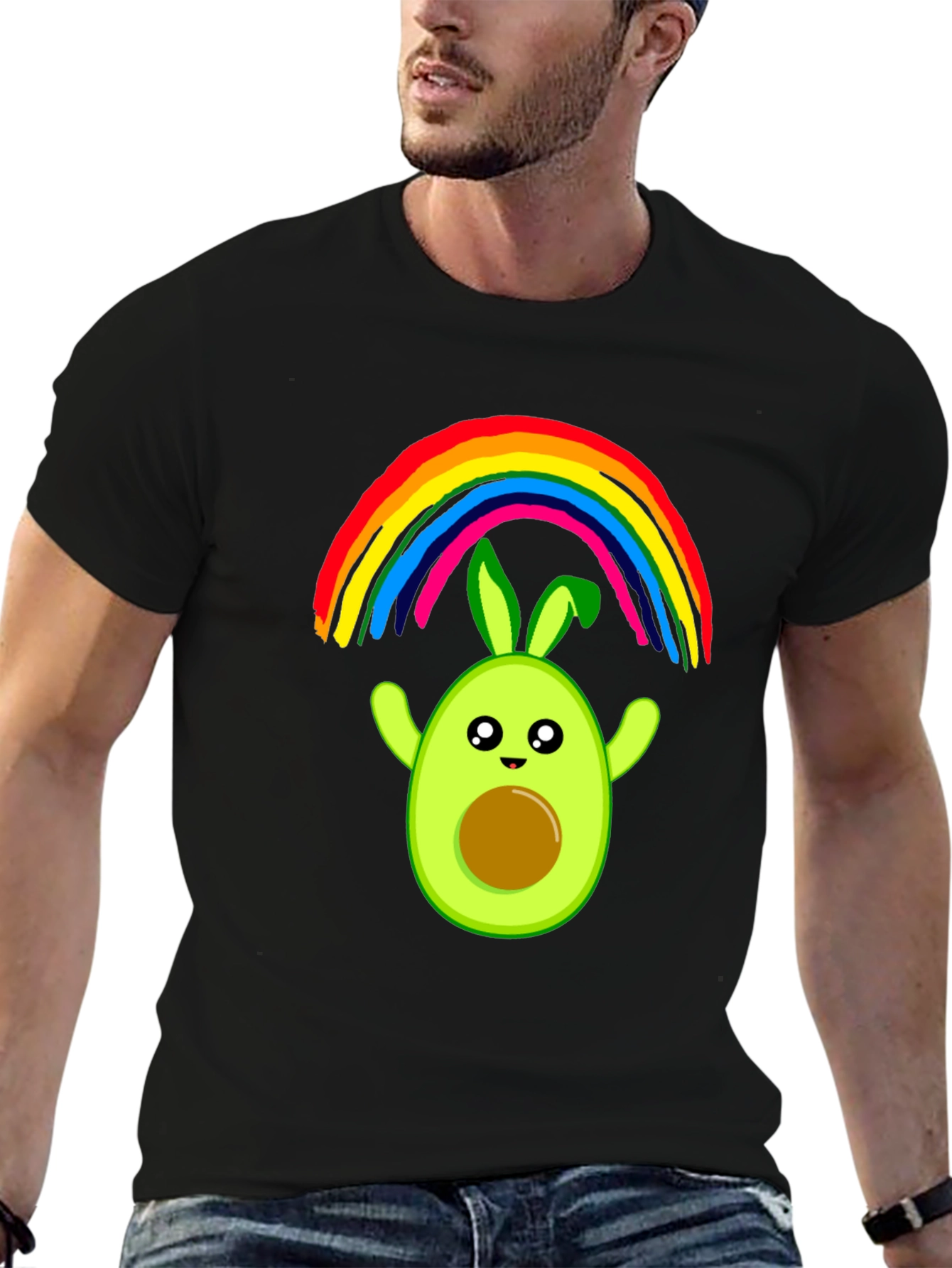Avocado Bunny Rainbow Graphic Tee