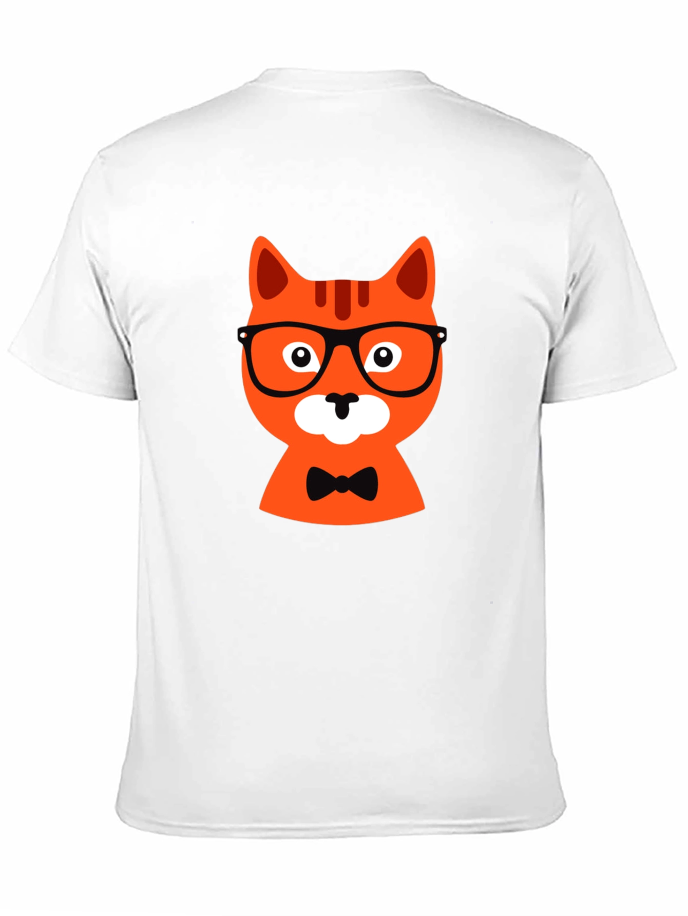 Black T-Shirt with Hipster Cat Graphic