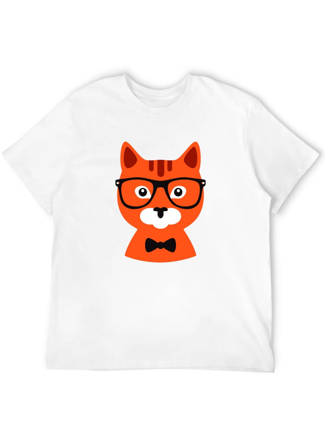 Black T-Shirt with Hipster Cat Graphic